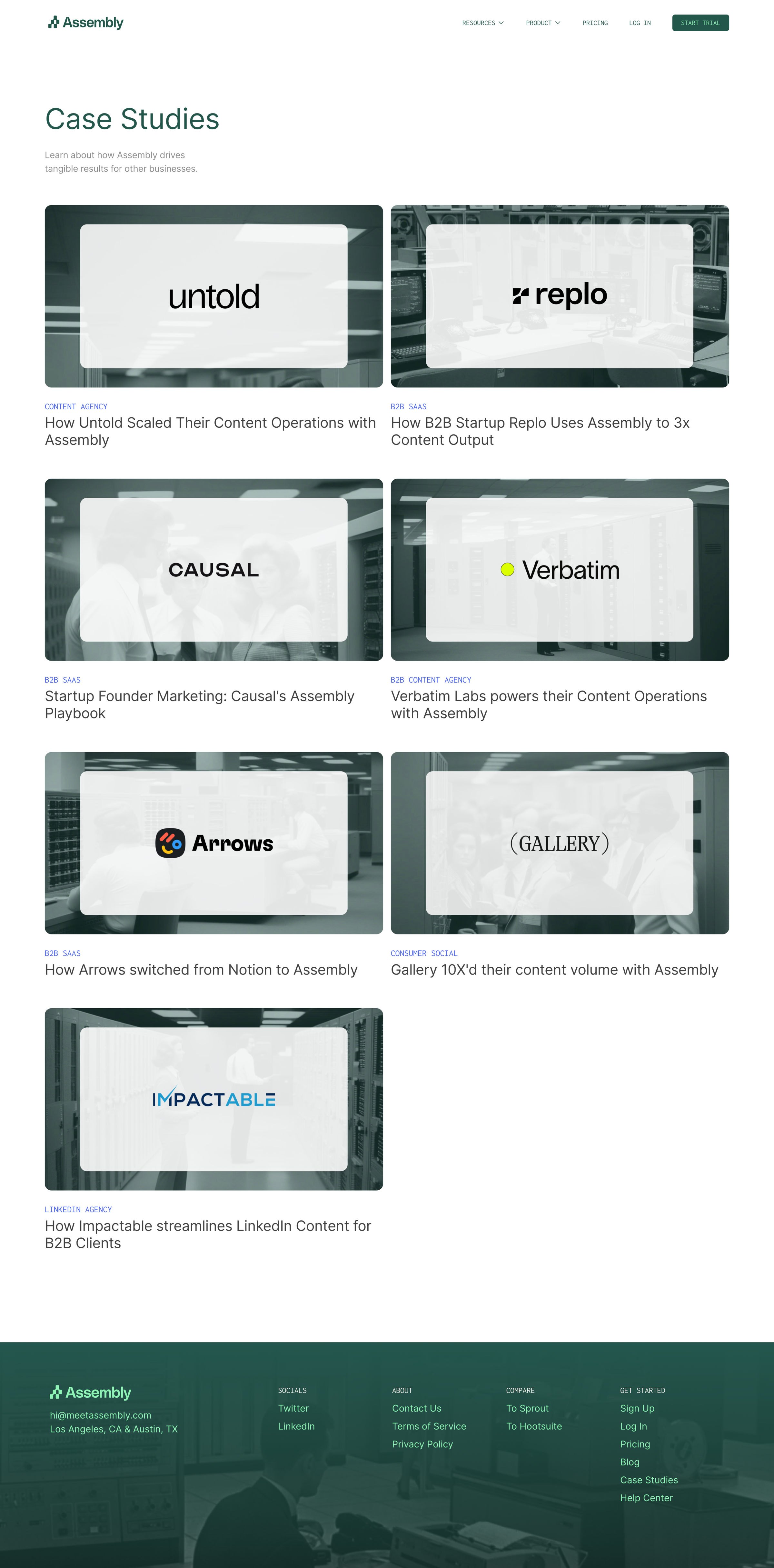 Assembly - Case Studies screen