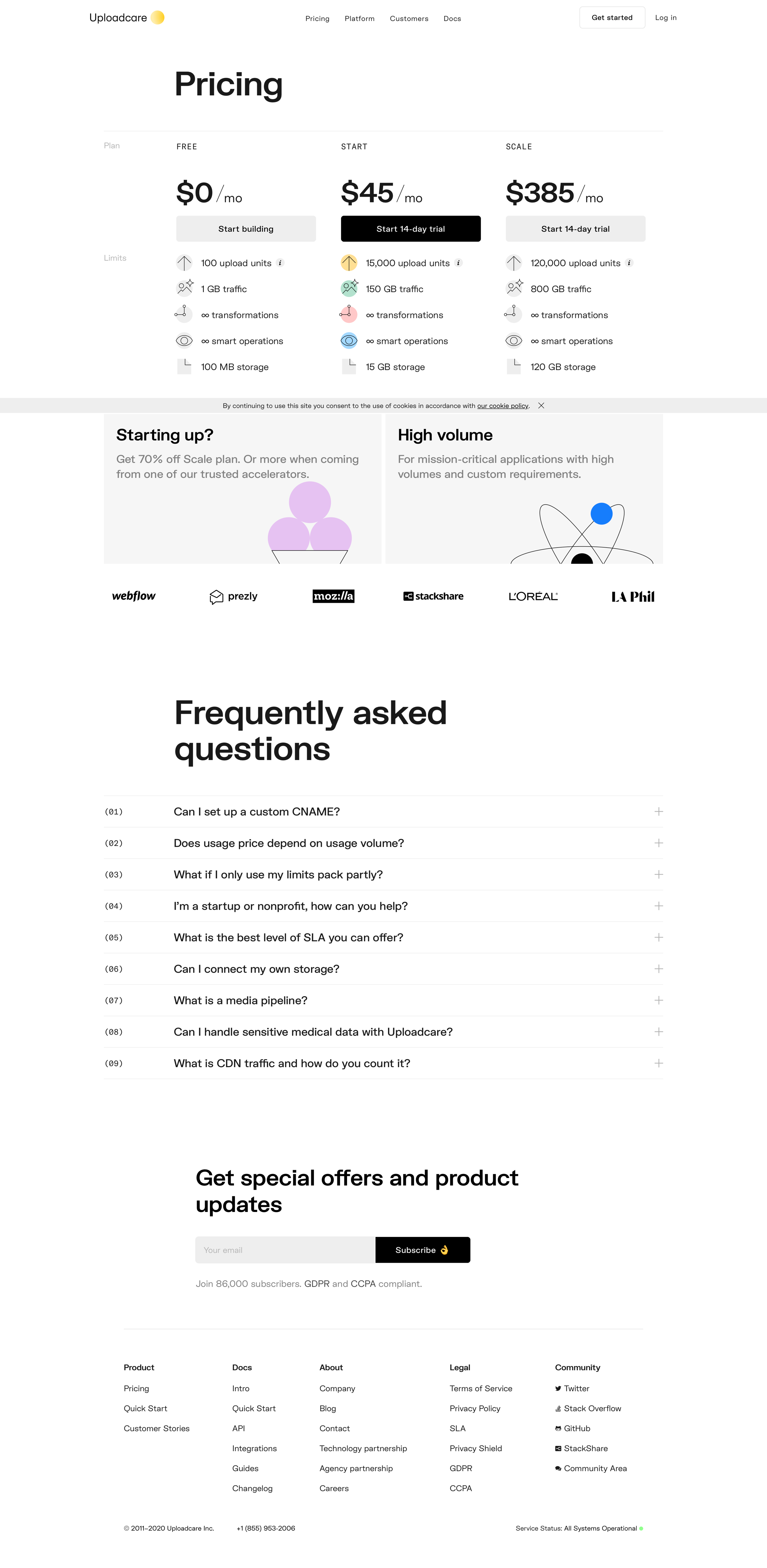 Uploadcare - Pricing | Uploadcare screen