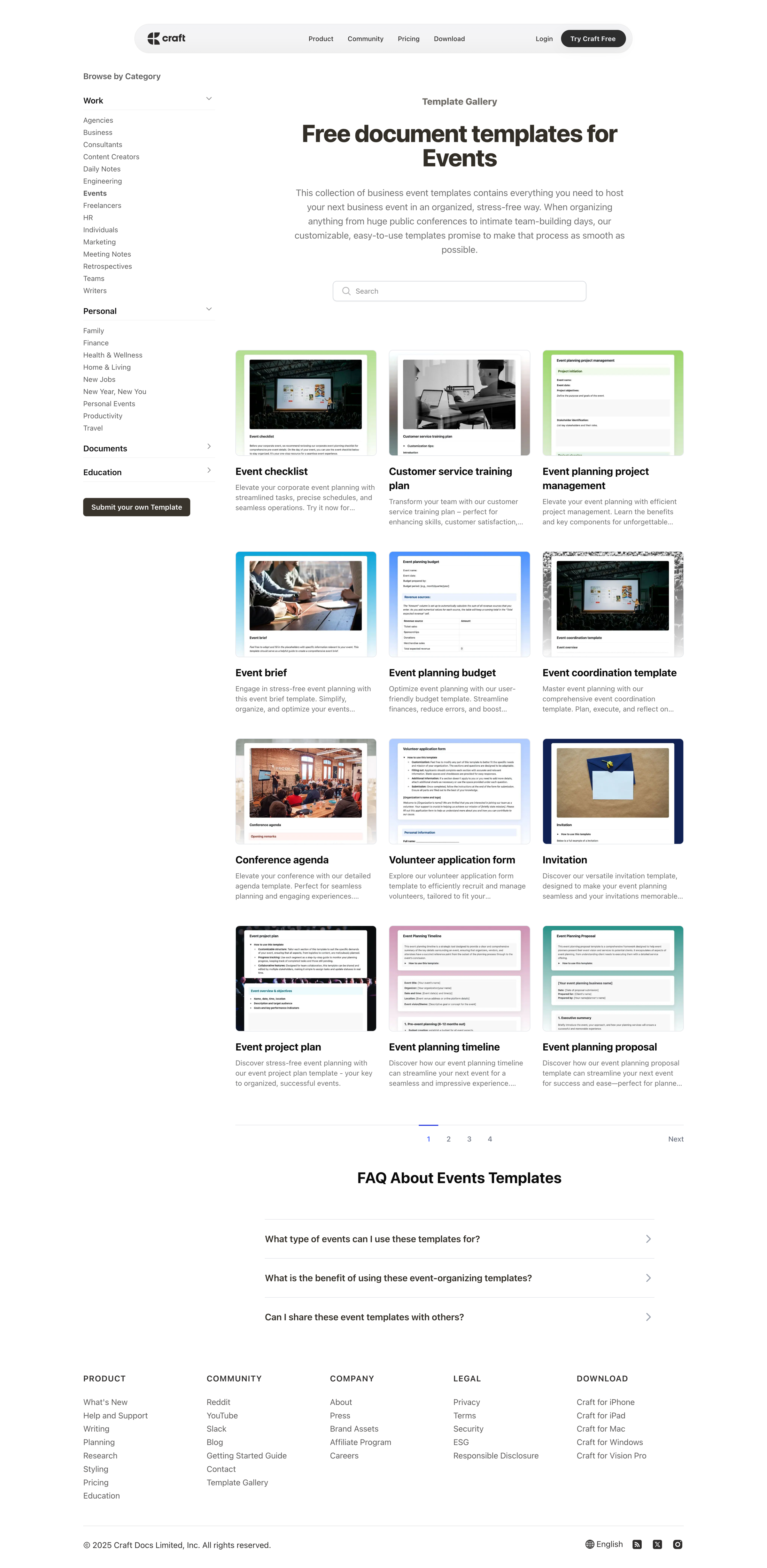 Craft - Free Templates for Events Craft Documents and Notes screen