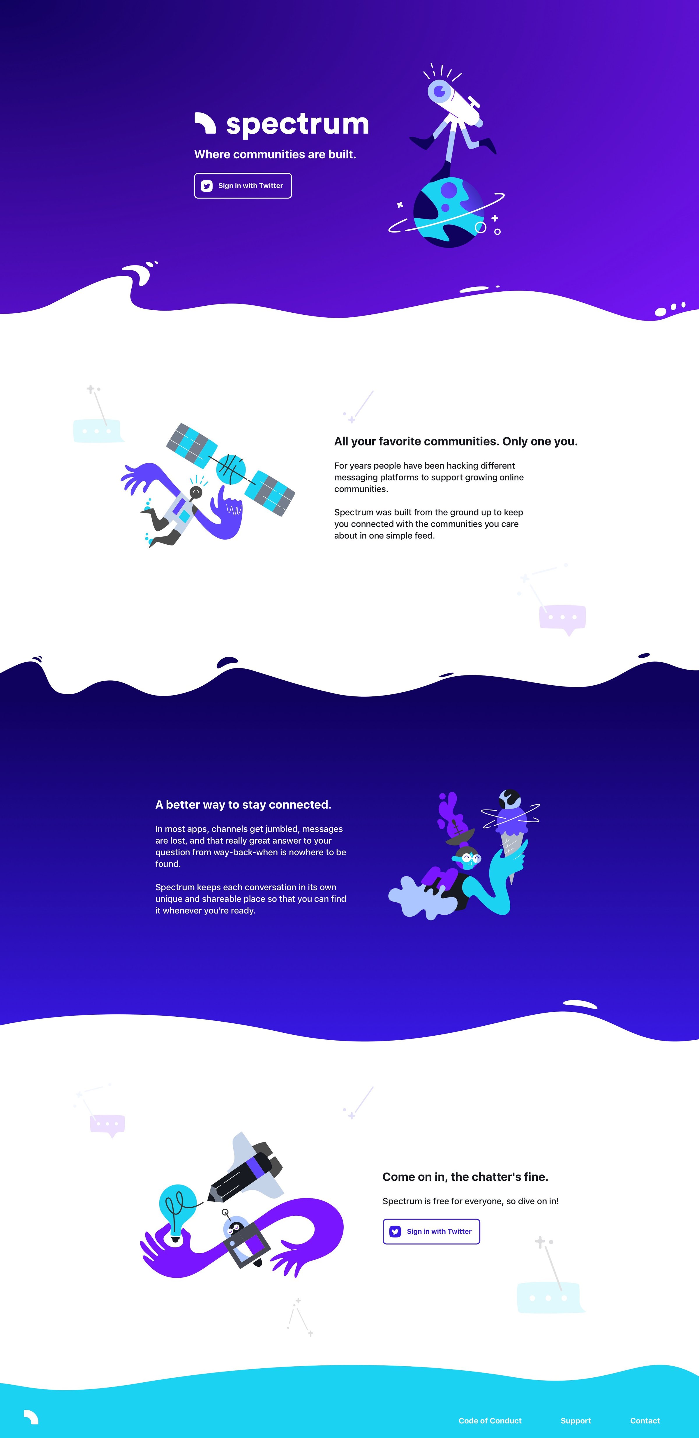 Spectrum - Landing page screen