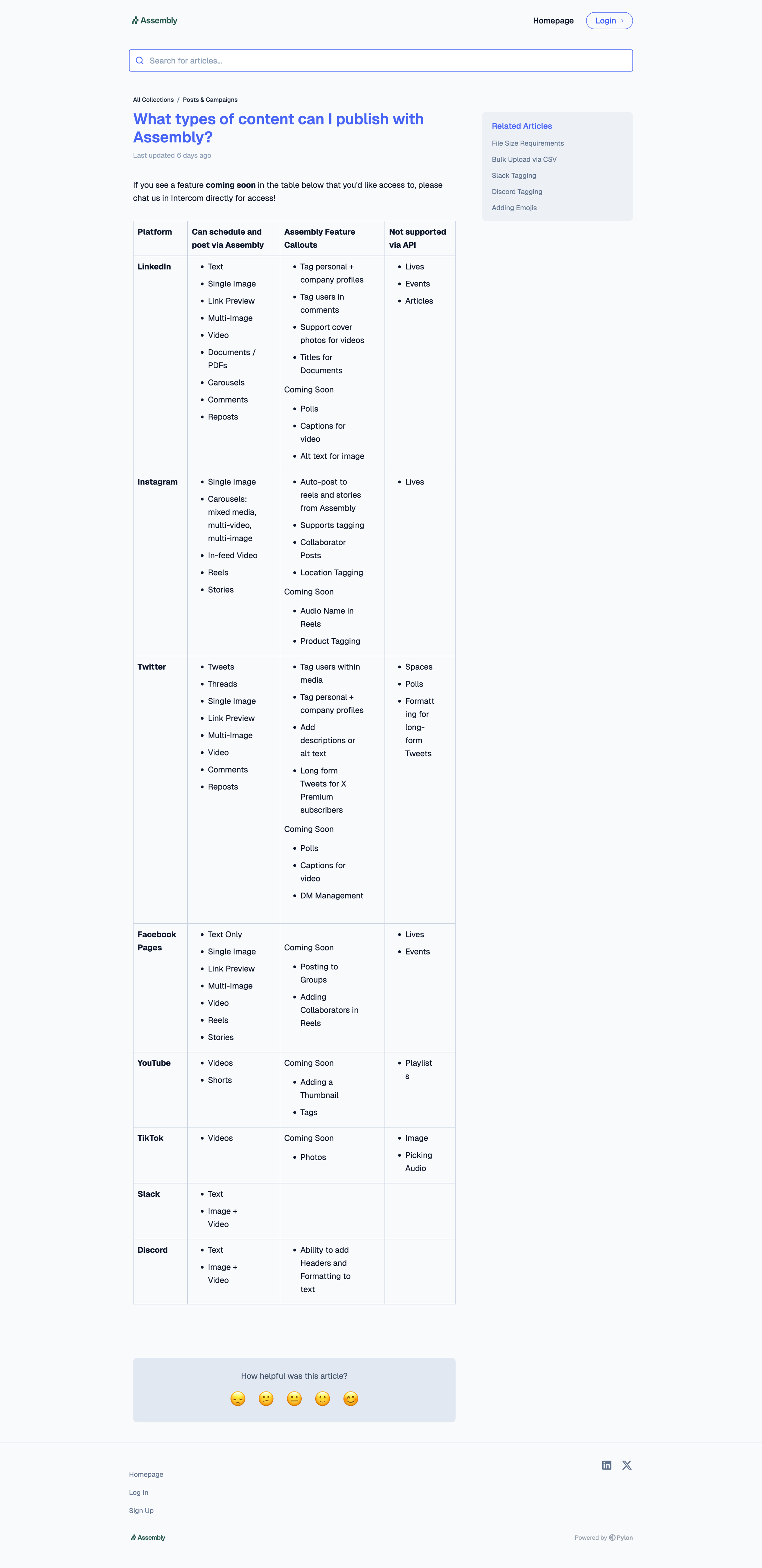 Assembly - What types of content can I publish with Assembly screen