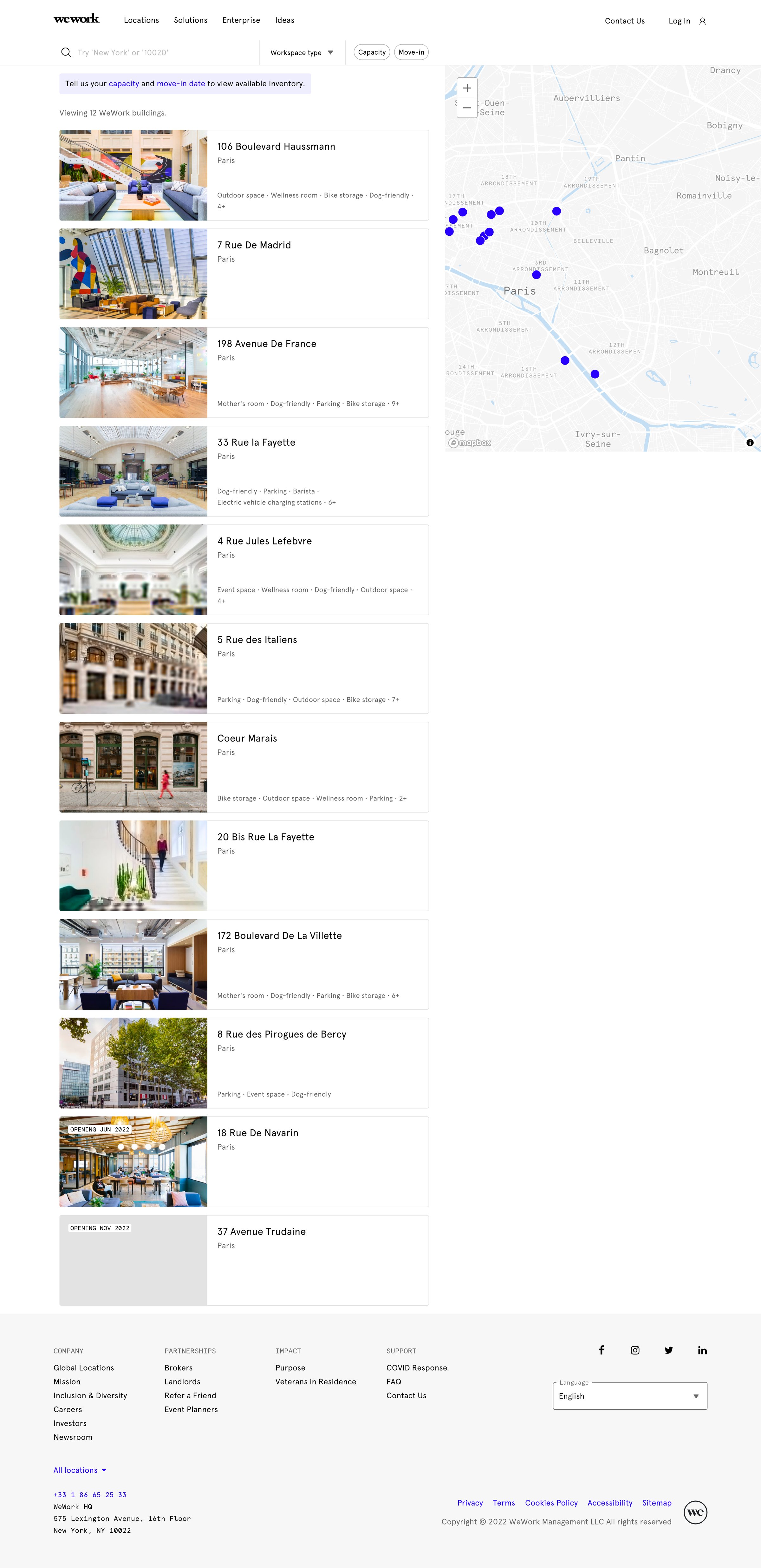 WeWork - WeWork Coworking | Office Space Locations screen