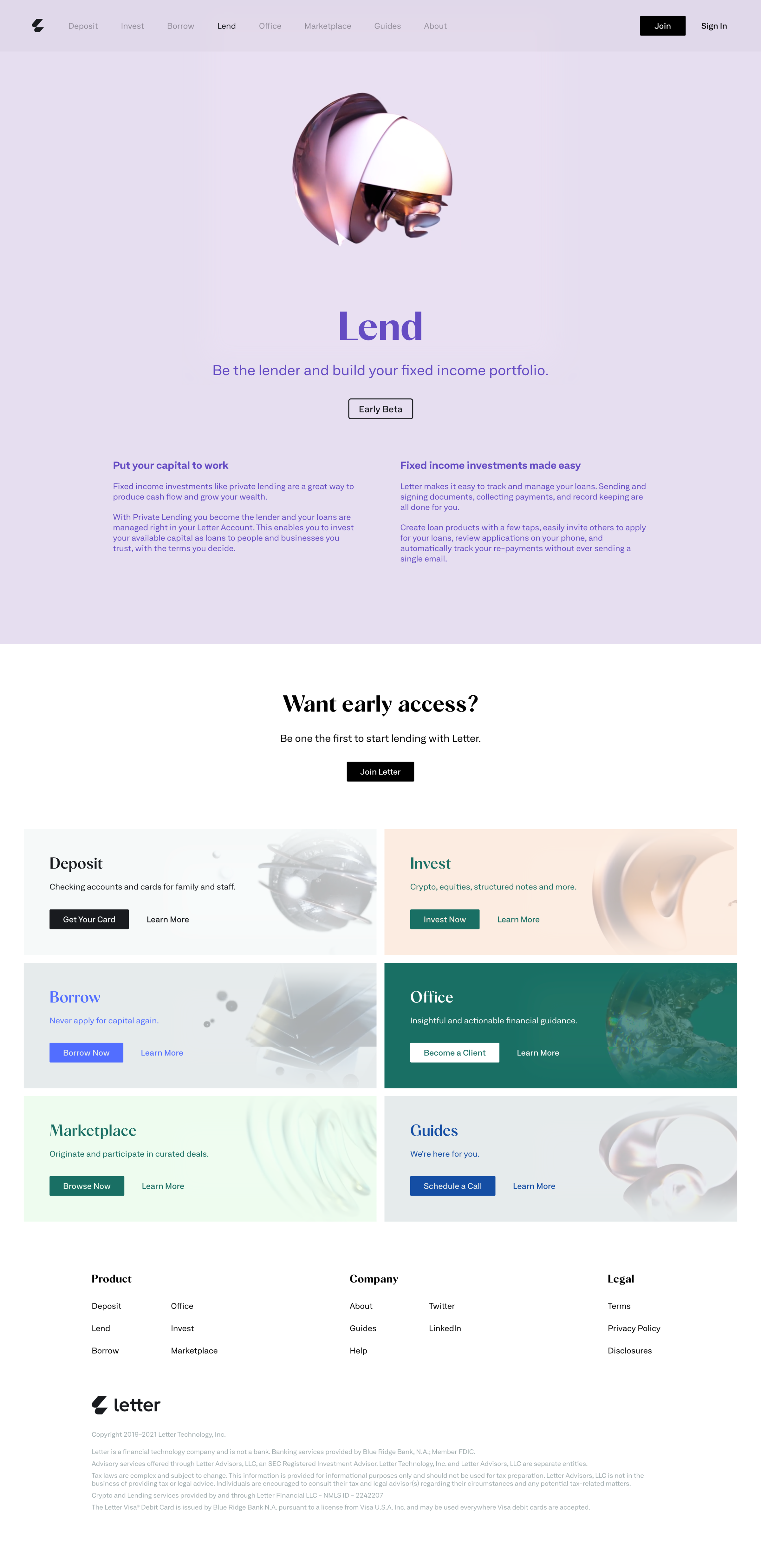 Letter - Lend screen