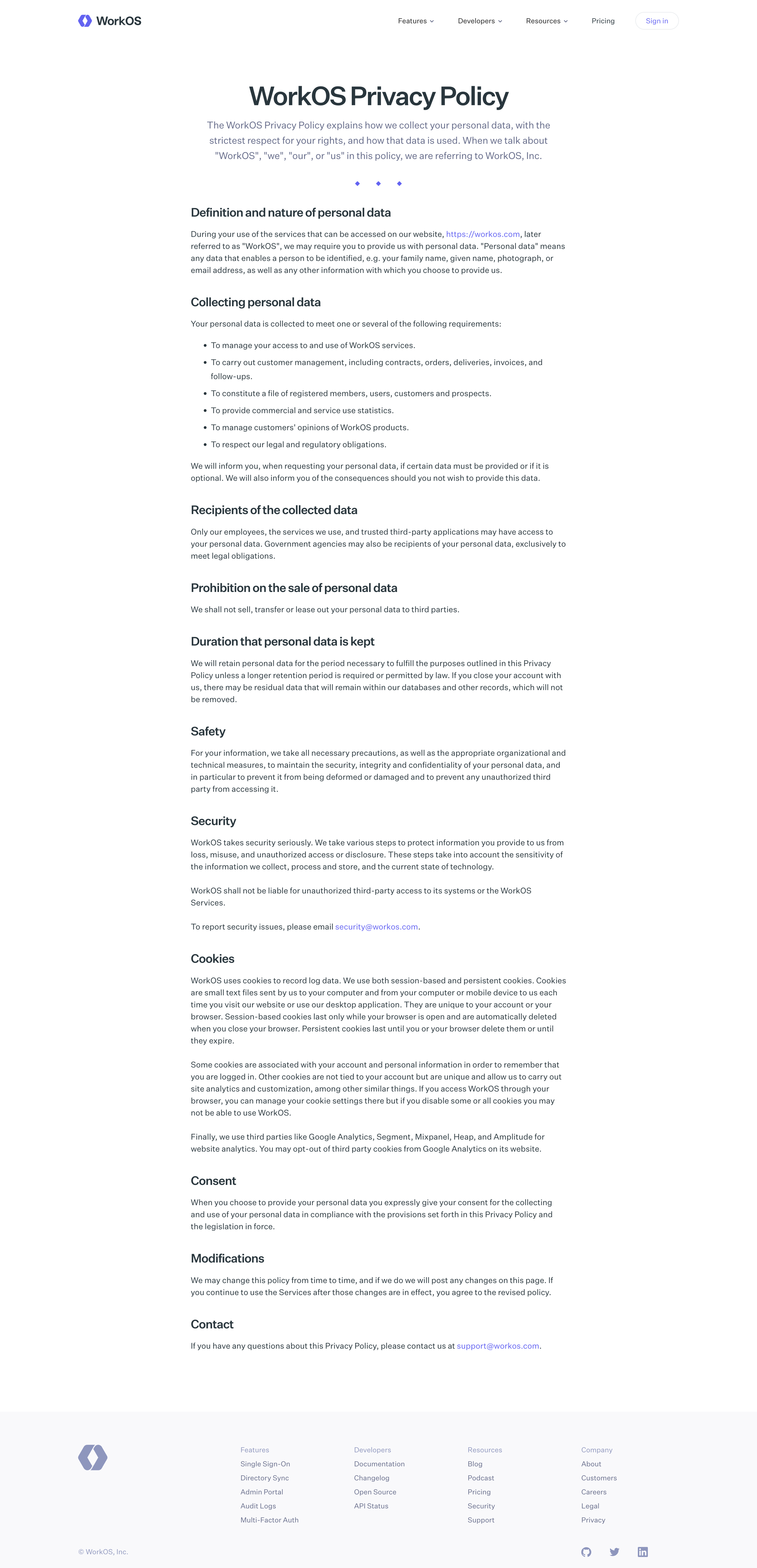 WorkOs - Privacy Policy — WorkOS screen
