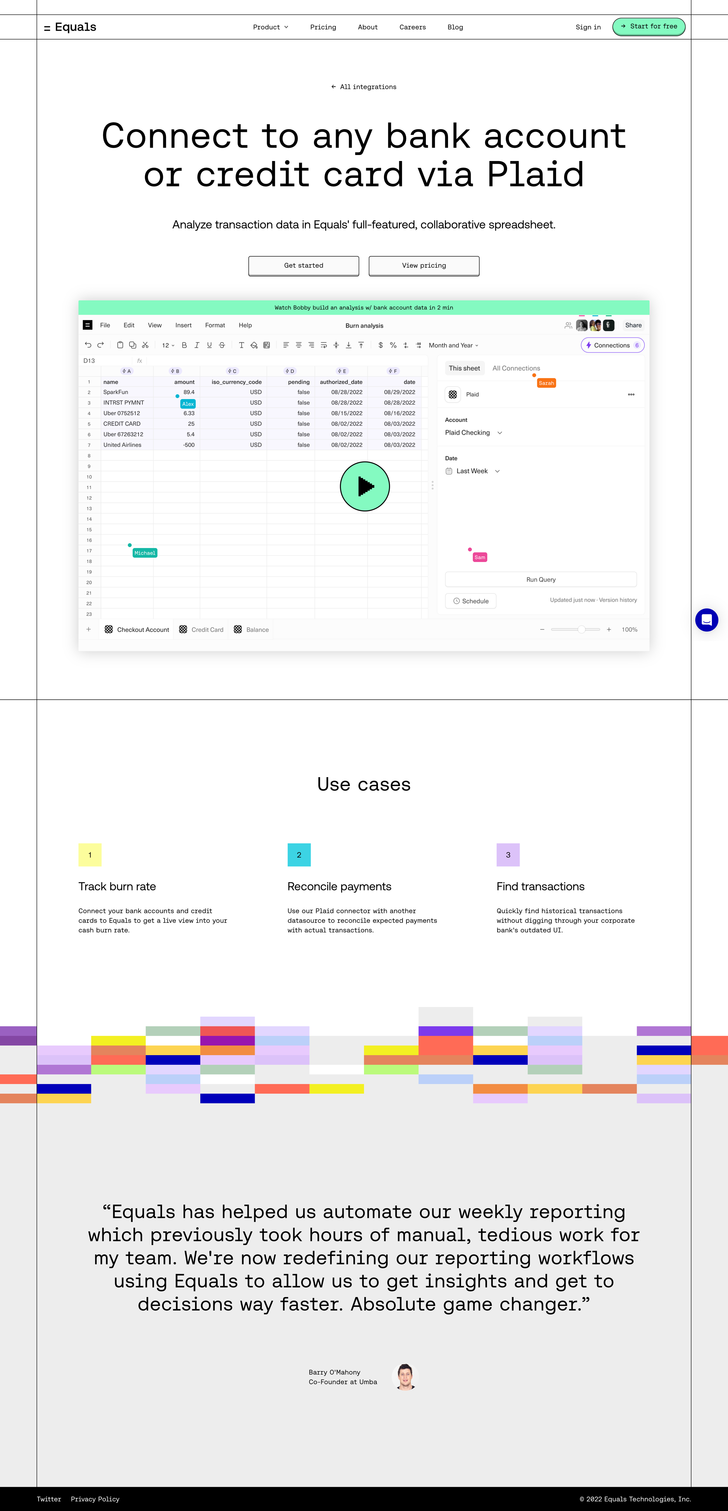 Equals - Equals | Connect to any bank account or credit card via Plaid screen