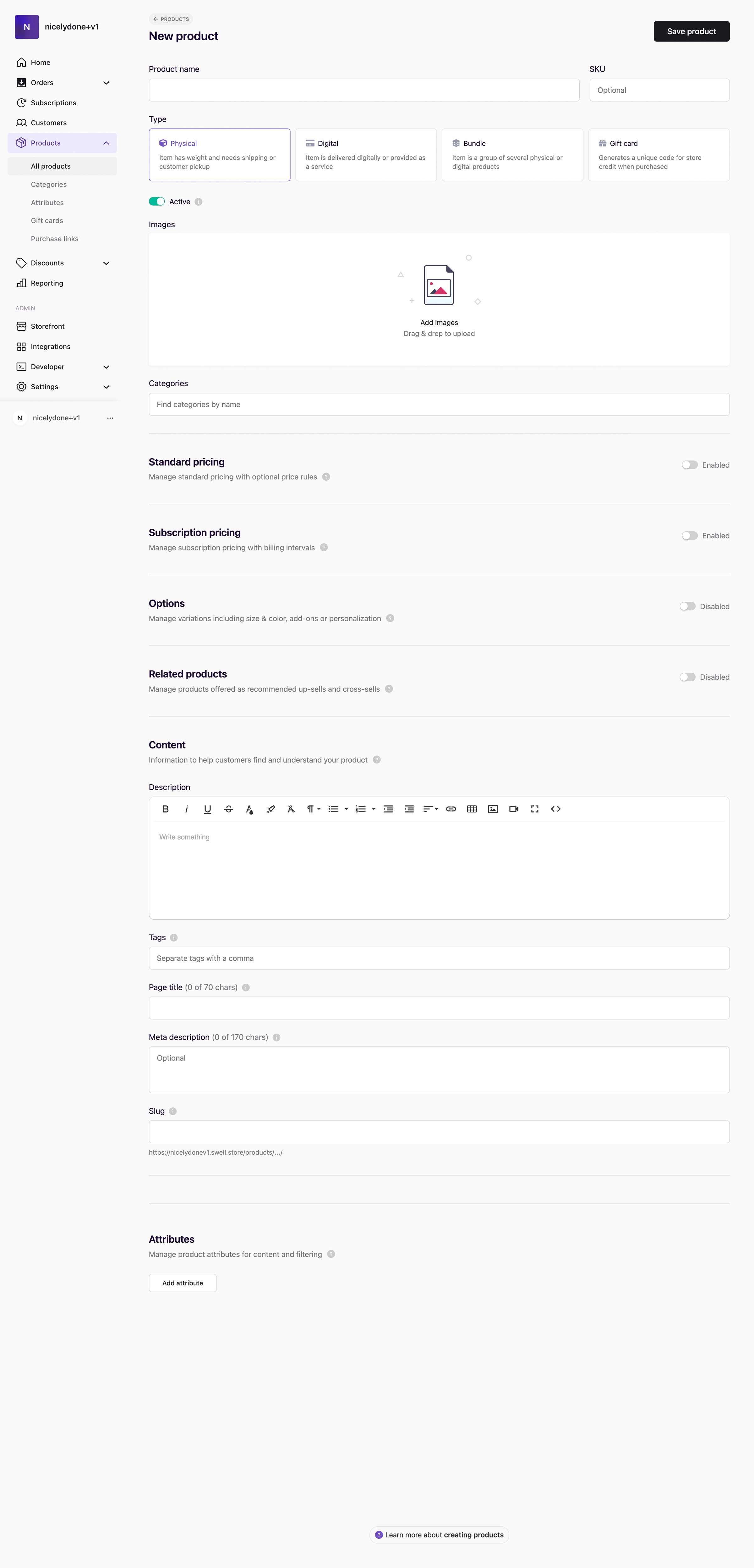 Swell - Products | nicelydone+v1 screen