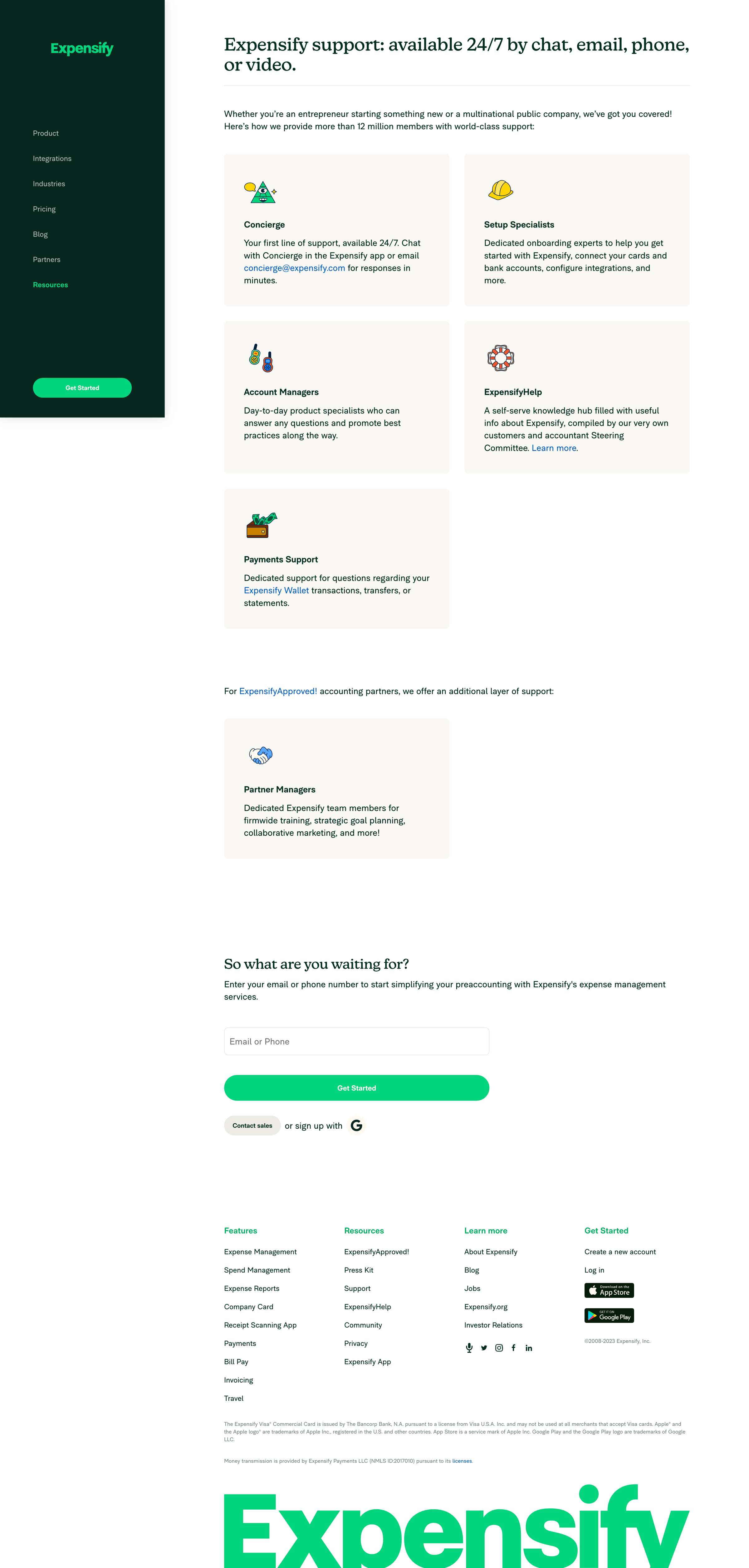 Expensify - Expensify Customer Support | Services Expensify Help Center screen