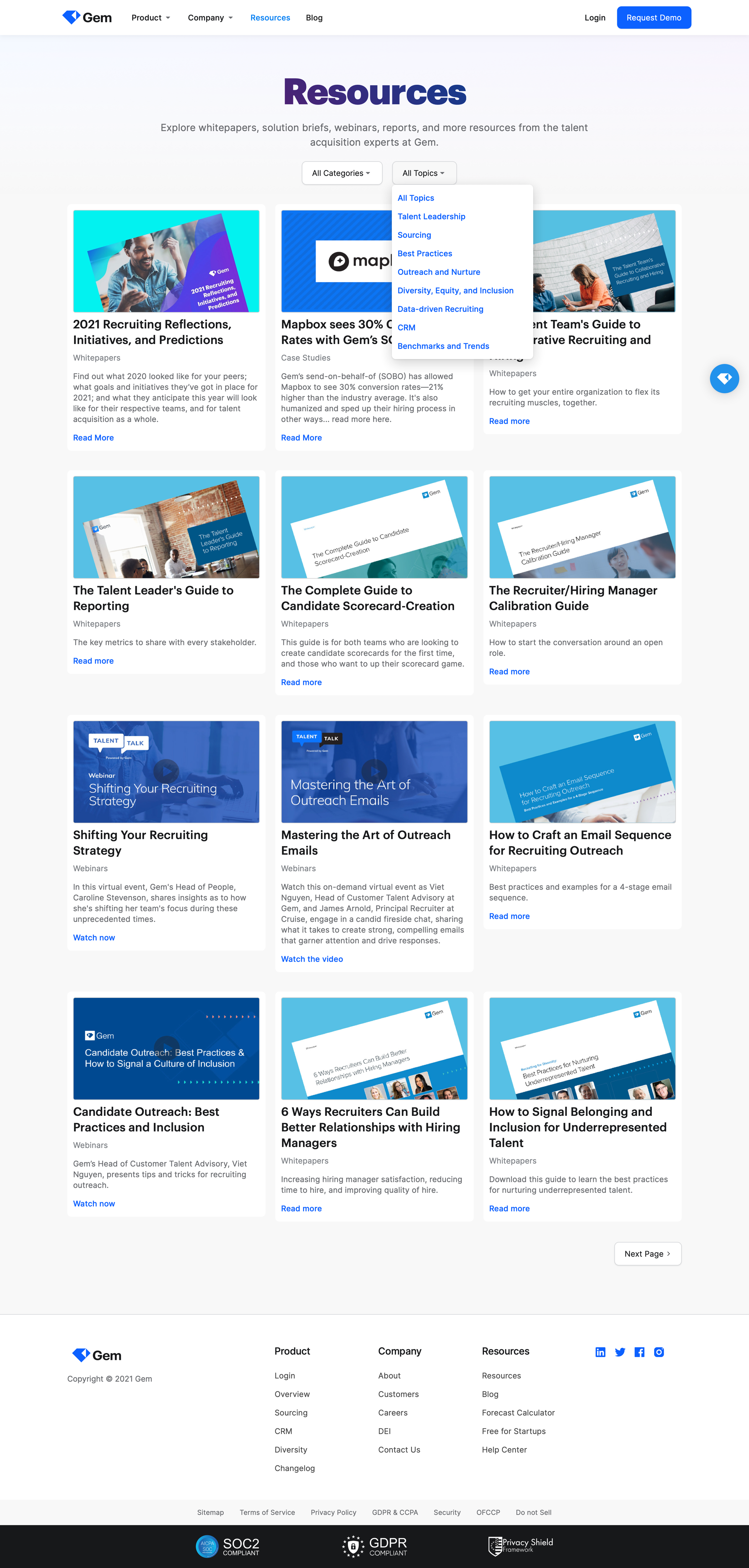 Gem - Talent Acquisition and Recruiter Resources - Gem screen