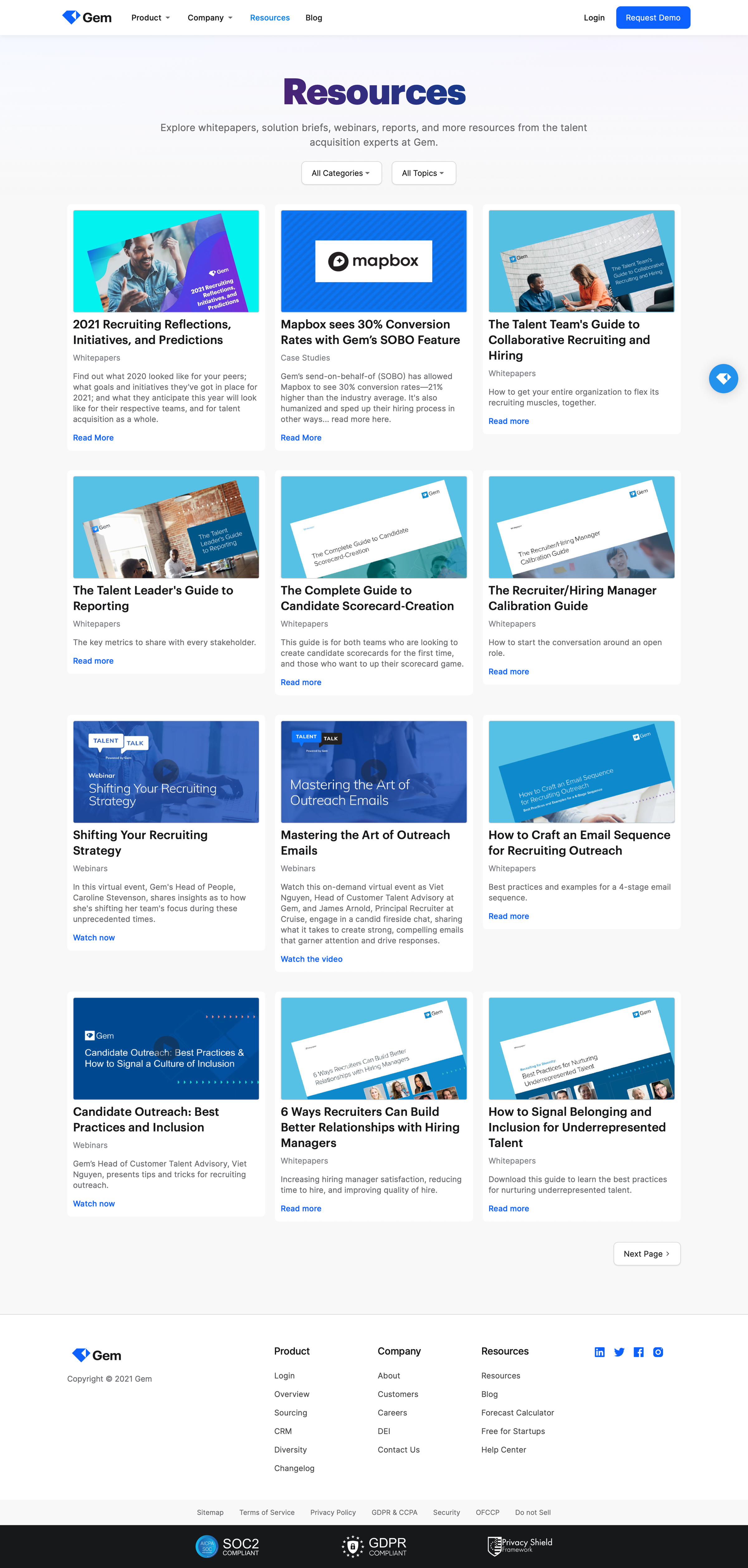 Gem - Talent Acquisition and Recruiter Resources - Gem screen