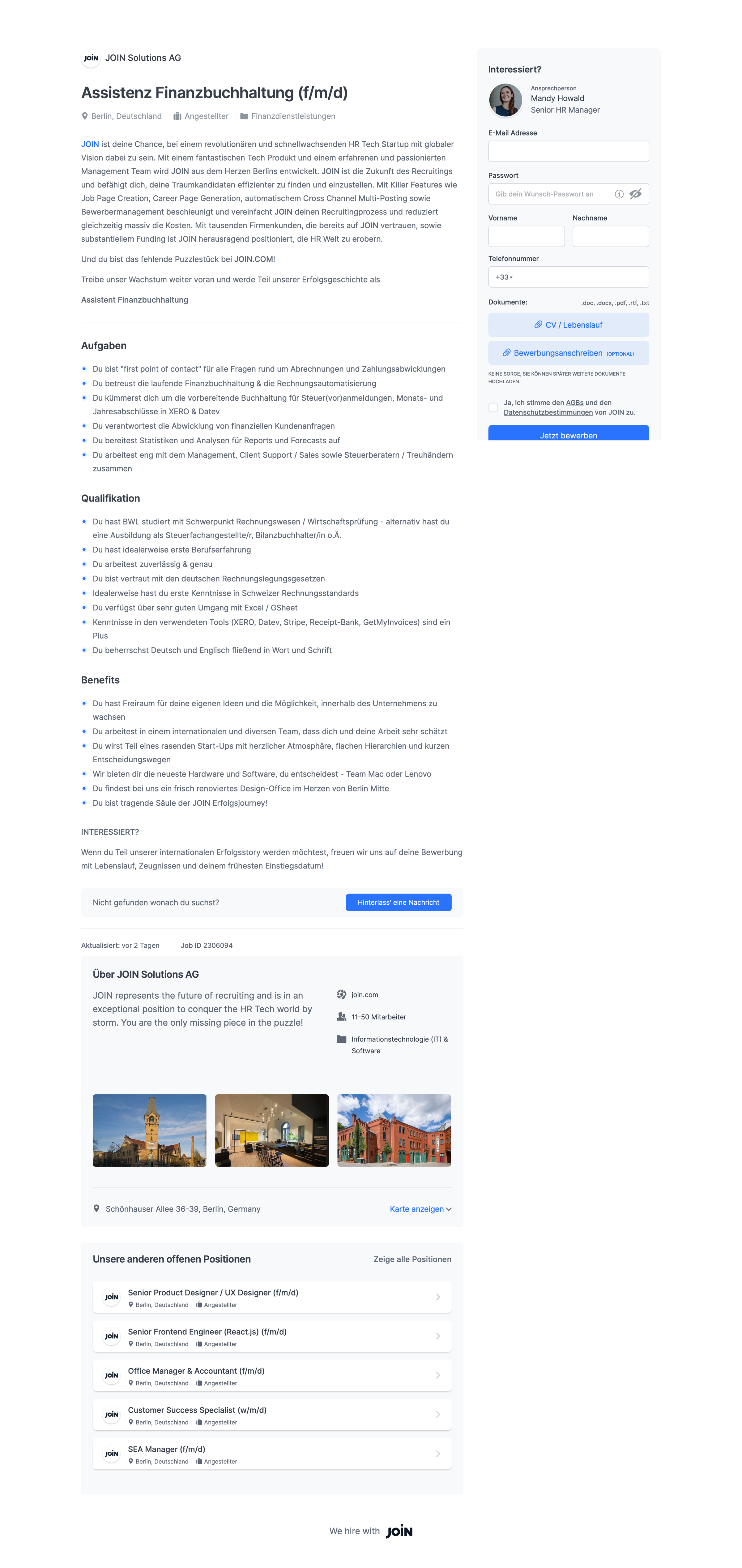 Join - Job @ JOIN Solutions (Berlin). Assistenz Finanzbuc... | JOIN screen