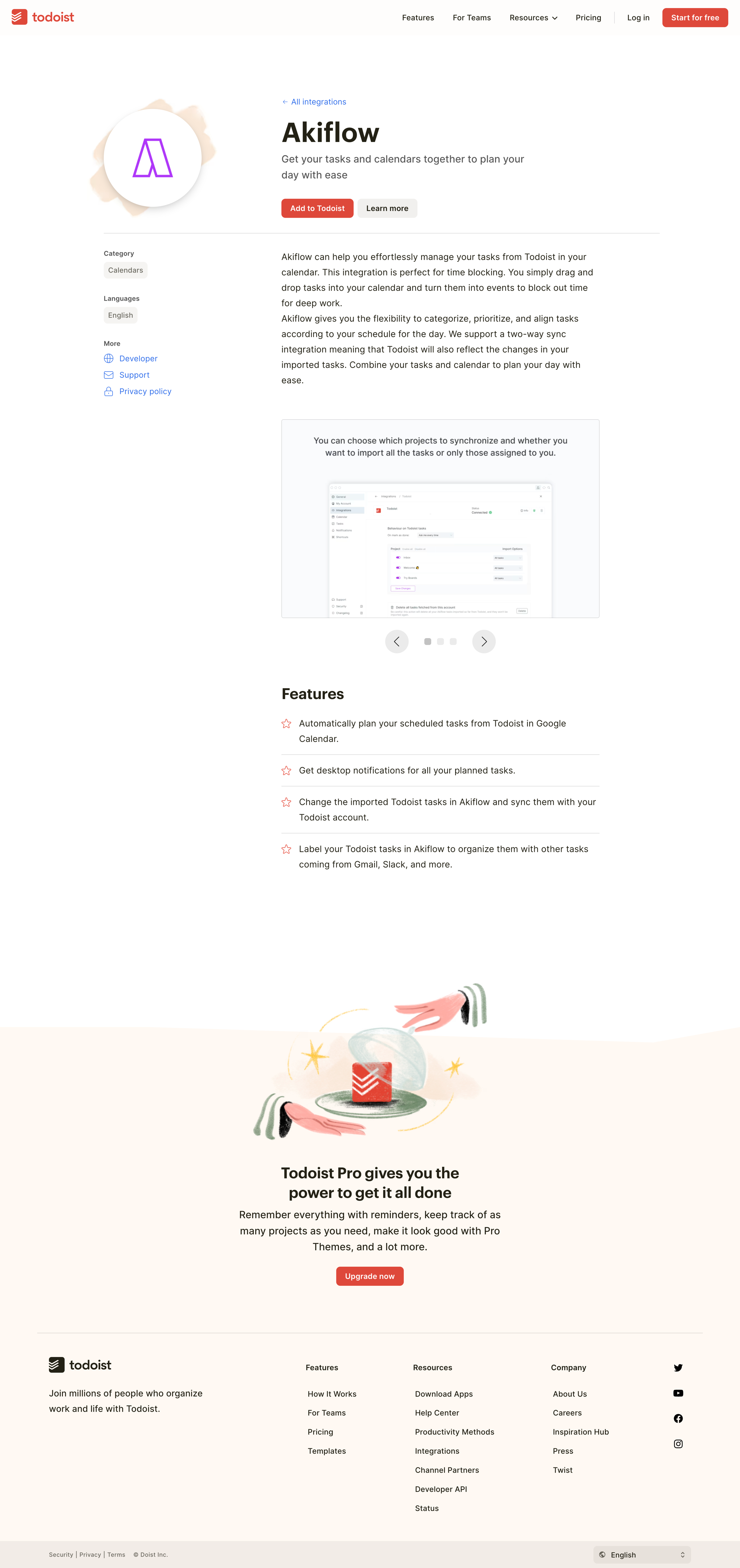 Todoist - Akiflow | Todoist screen