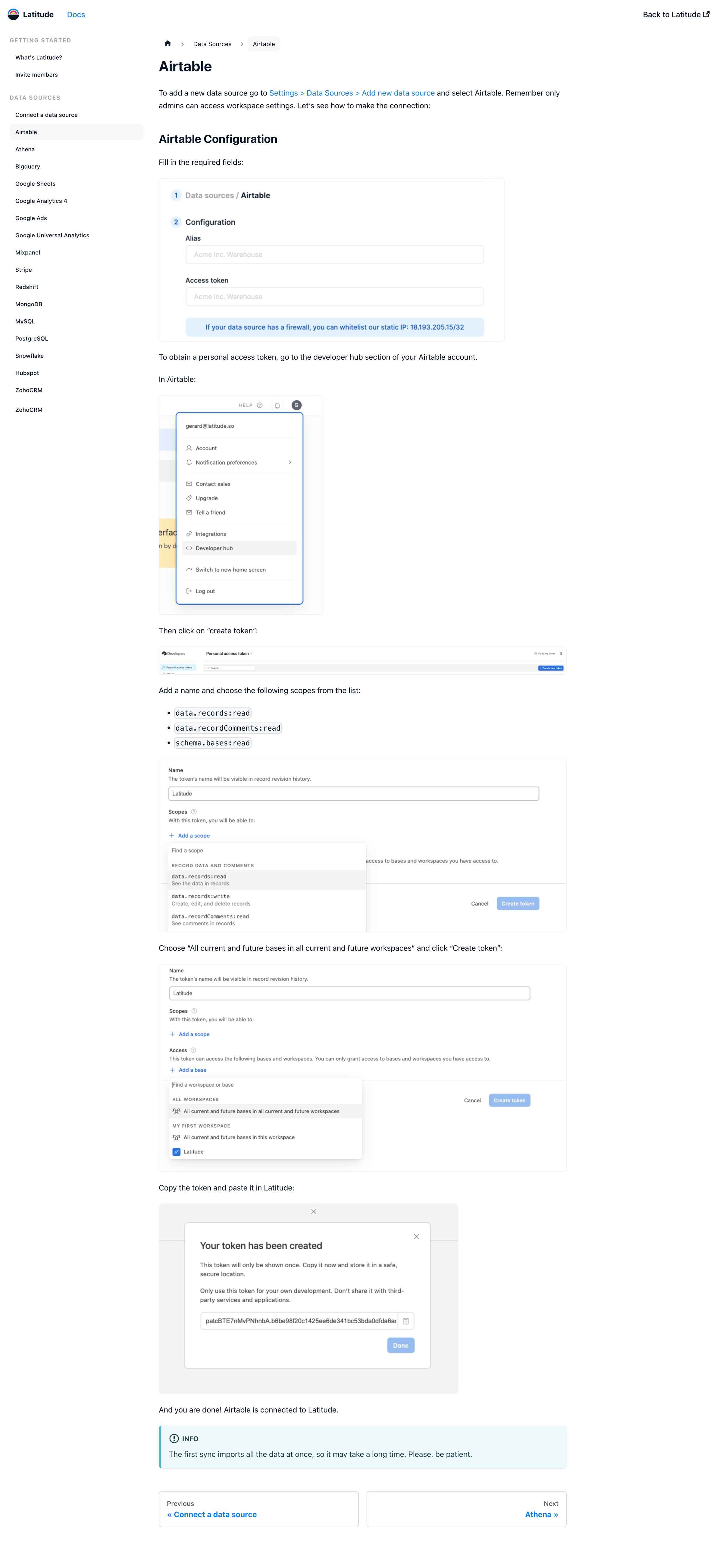 Latitude - Airtable | Latitude Docs screen