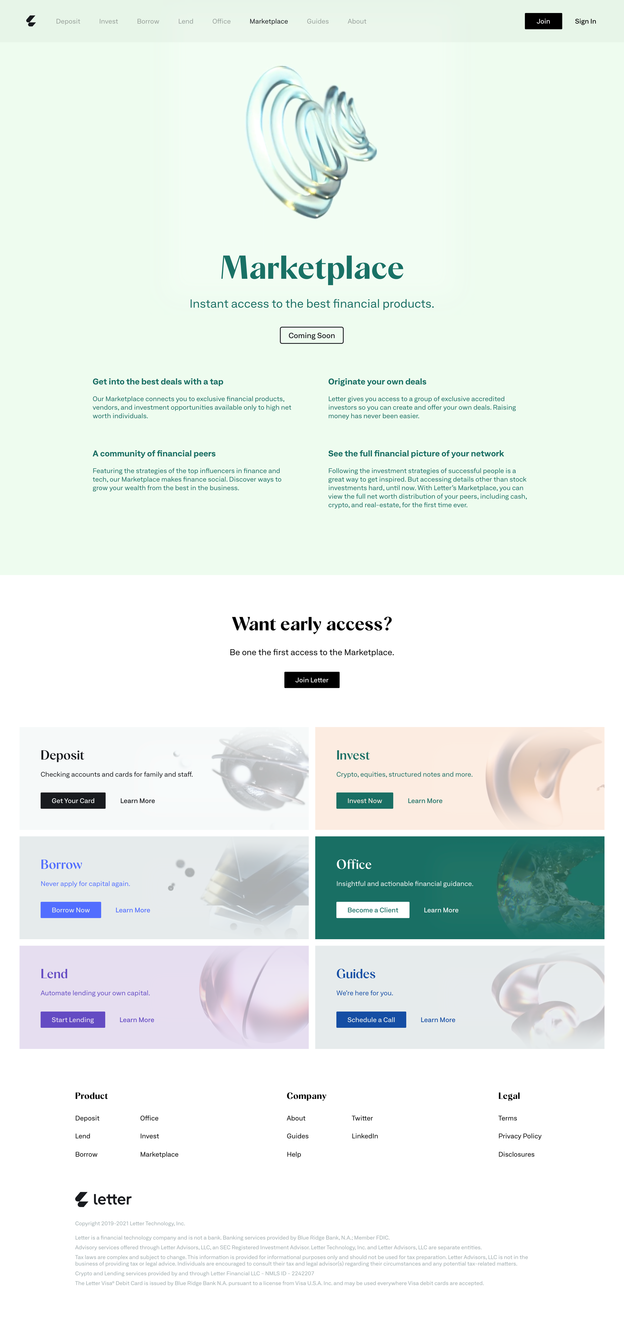 Letter - Marketplace screen