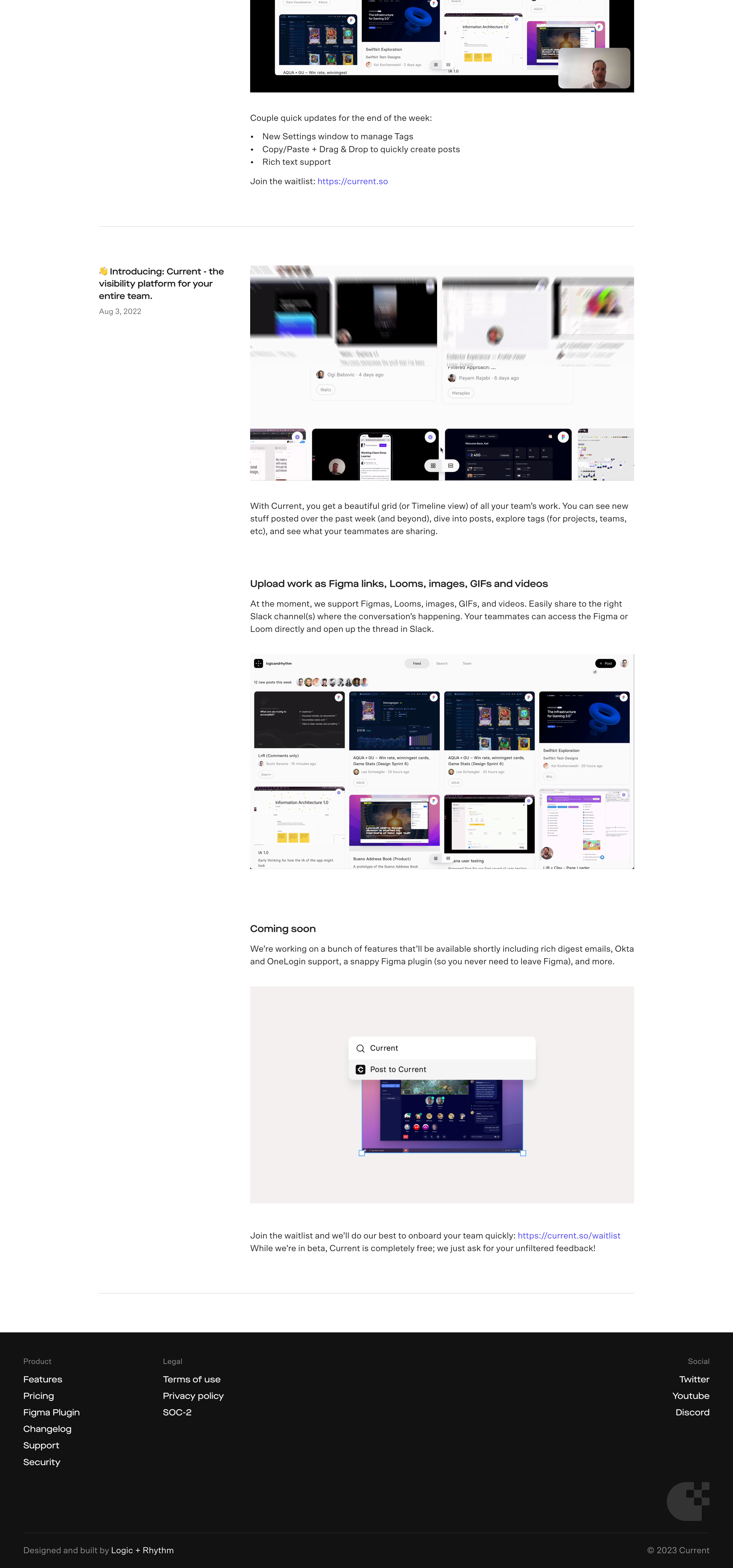 Current - Current - Changelog #2 screen