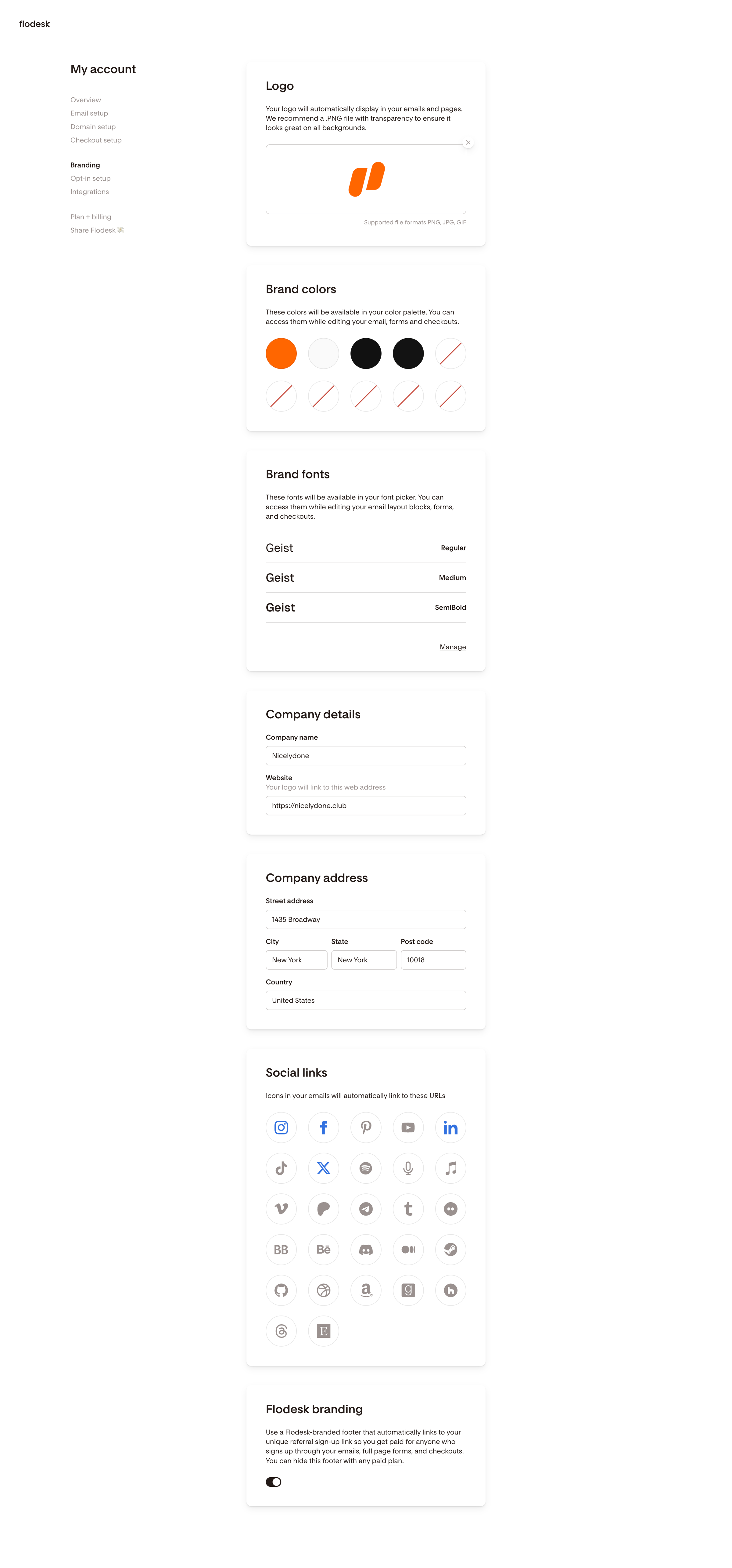Flodesk - Branding | Flodesk screen