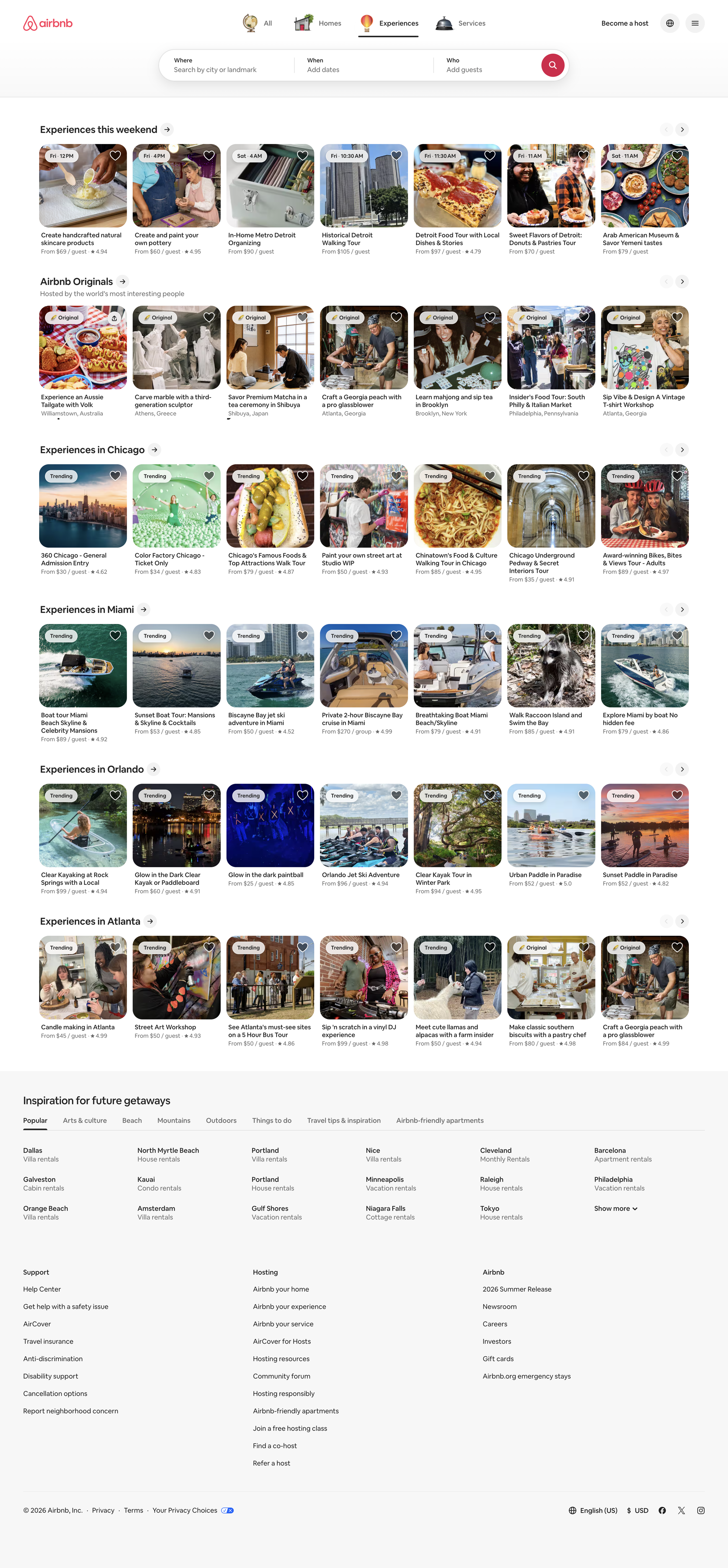 Airbnb - Airbnb Experiences - Find Things to Do Hosted by Locals screen