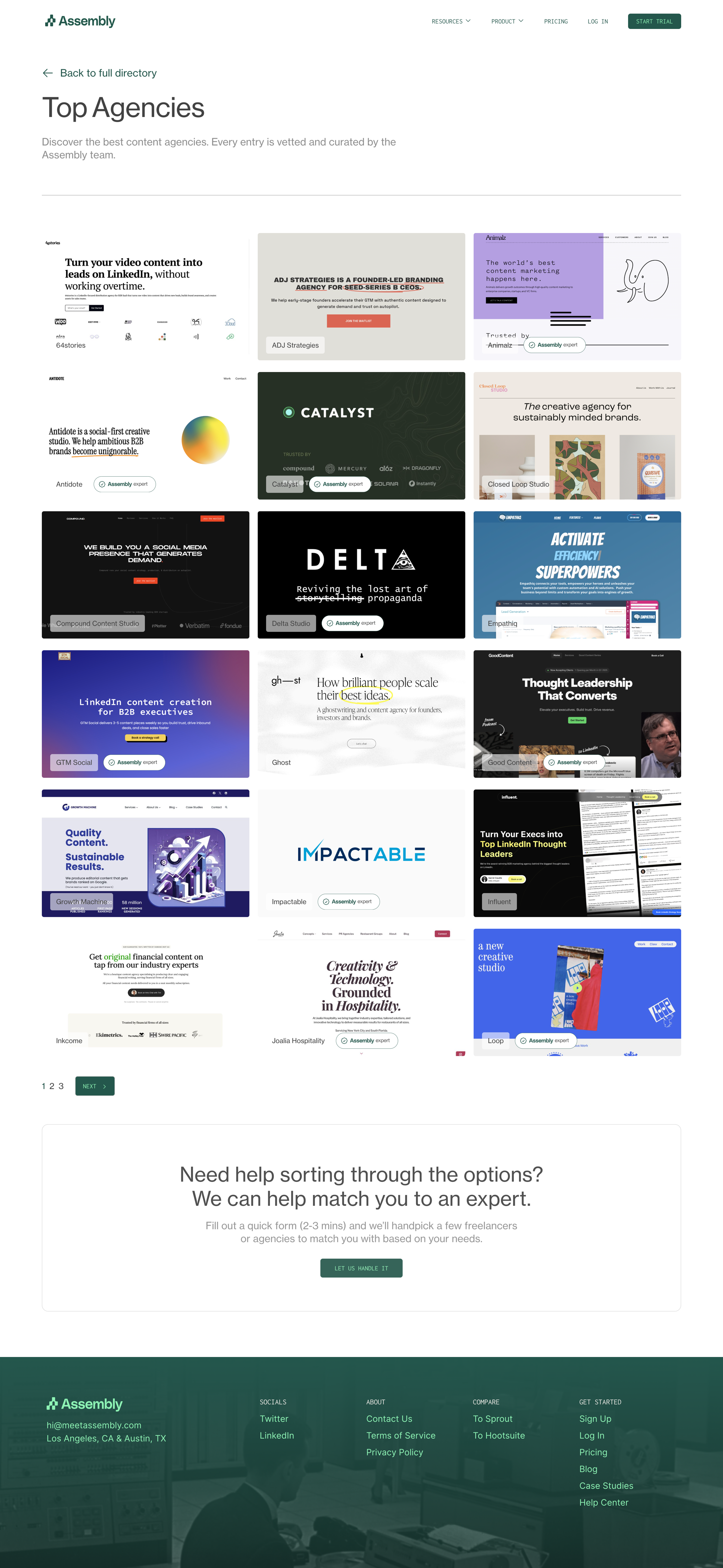 Assembly - Top Content Agencies | Directory by Assembly screen