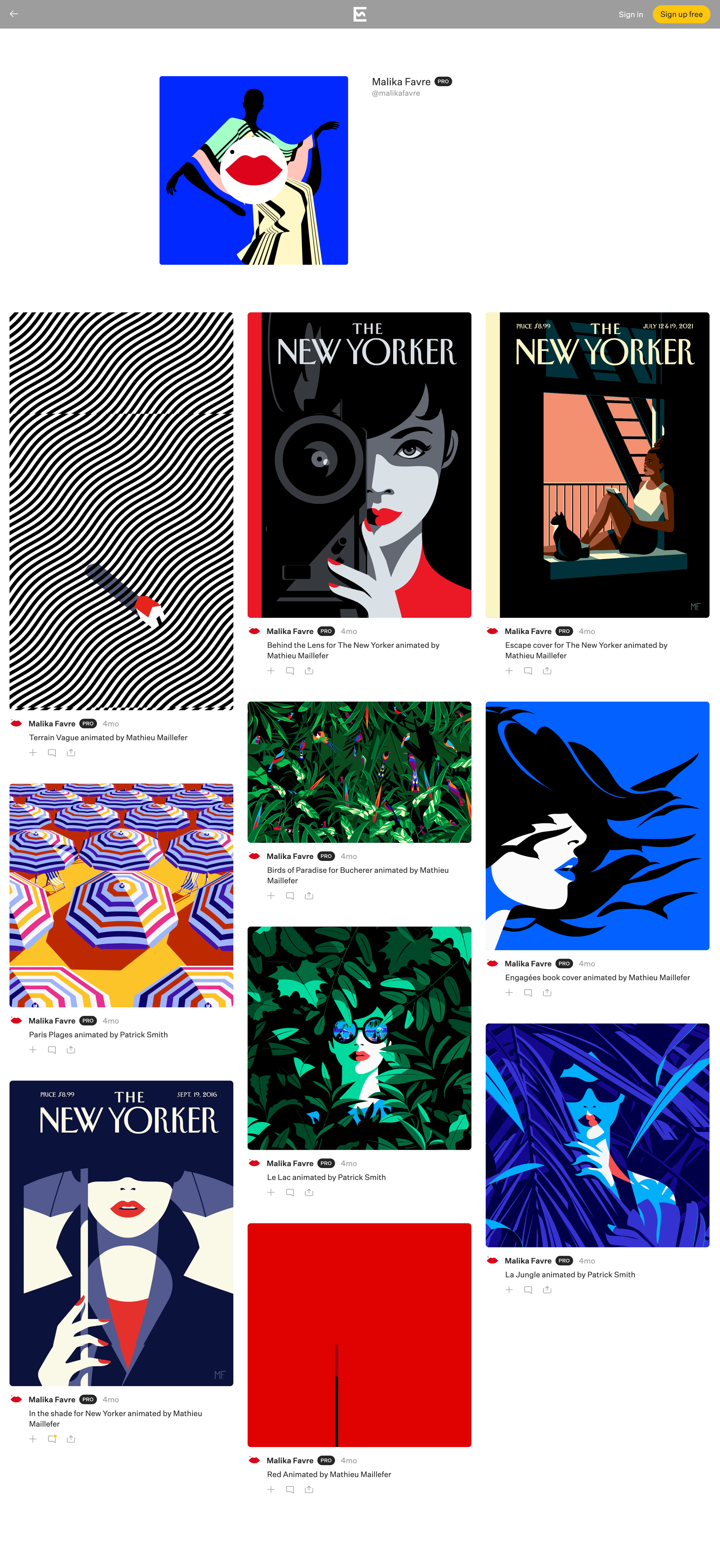 Explore - Malika Favre @malikafavre - Explore screen