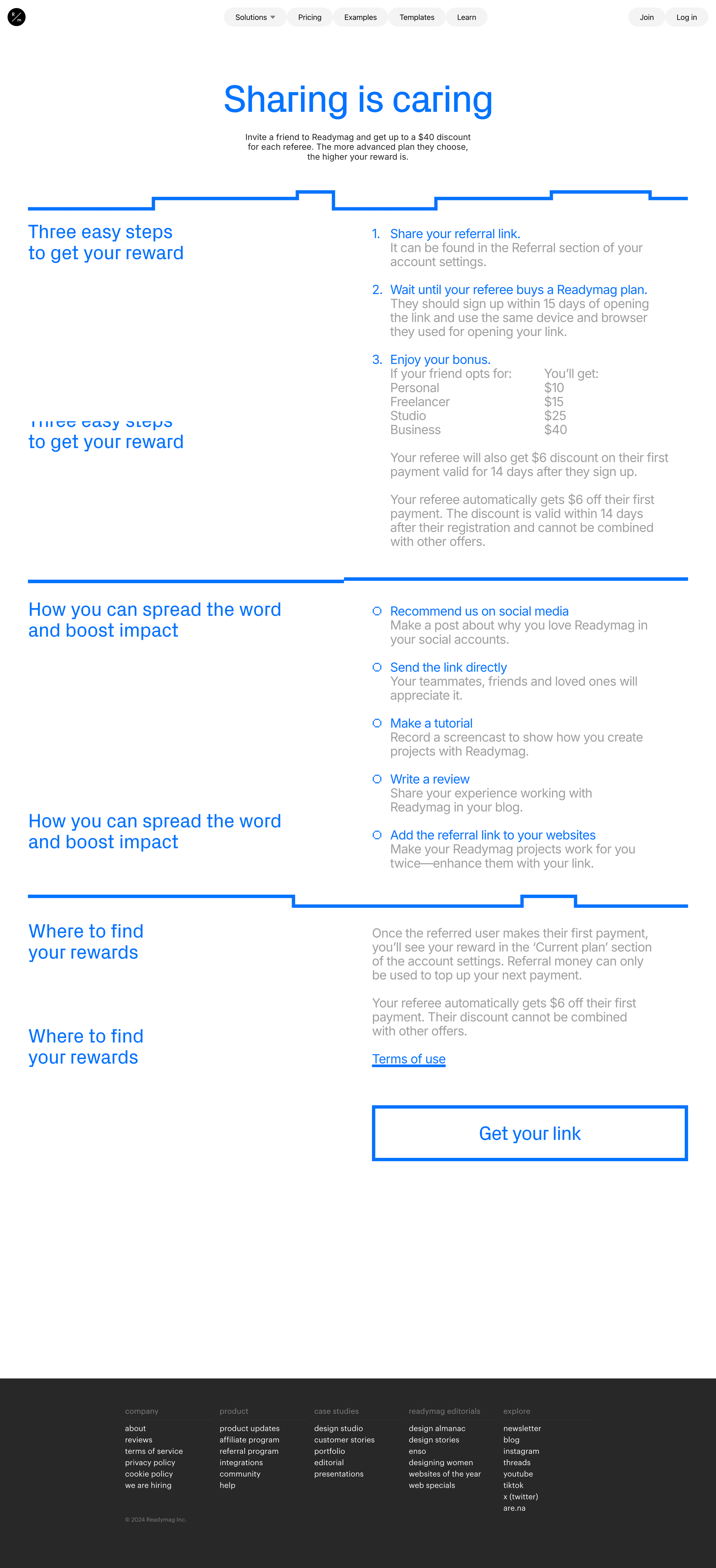 Readymag Referral Program from Readymag