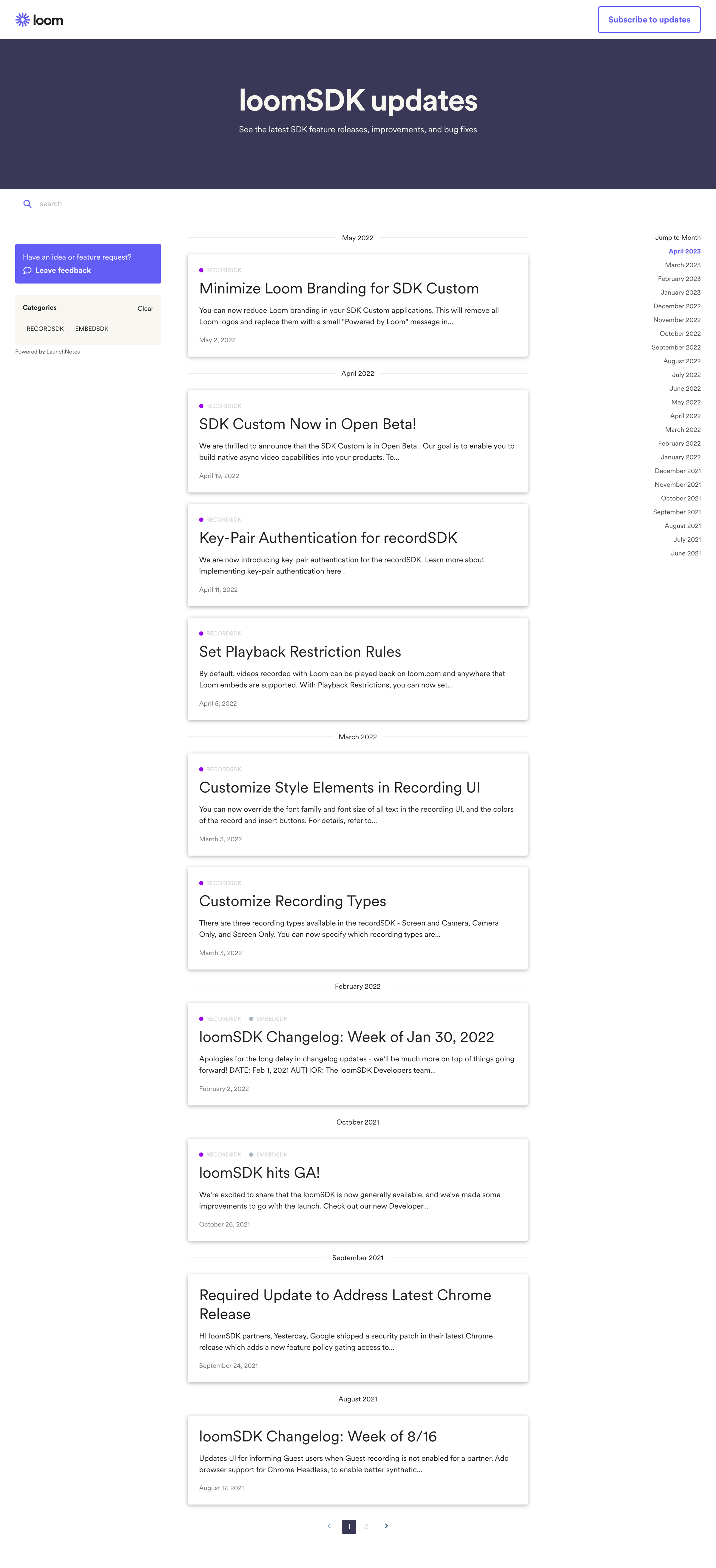 Loom - loomSDK Developers - loomSDK updates screen