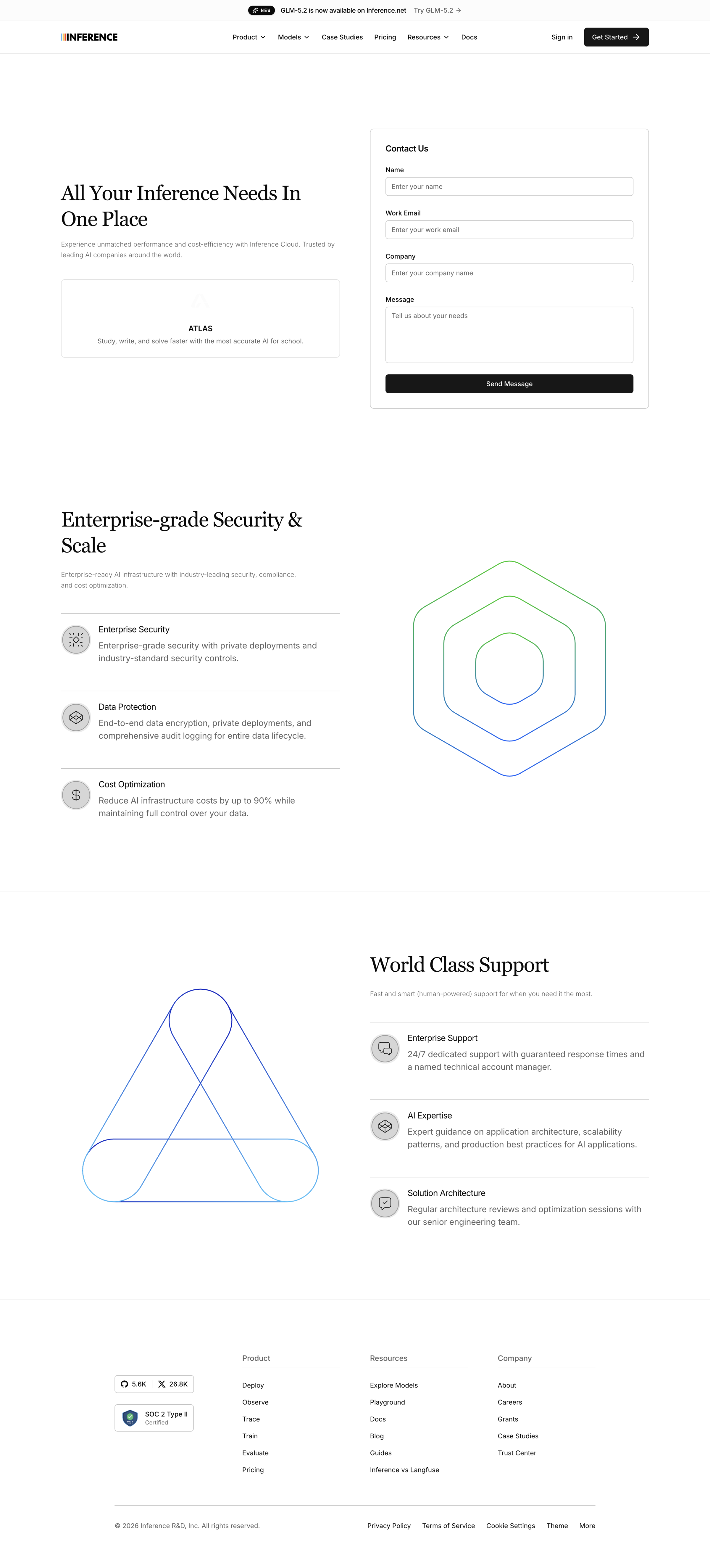 Inference - Enterprise Solutions | Inference.net screen