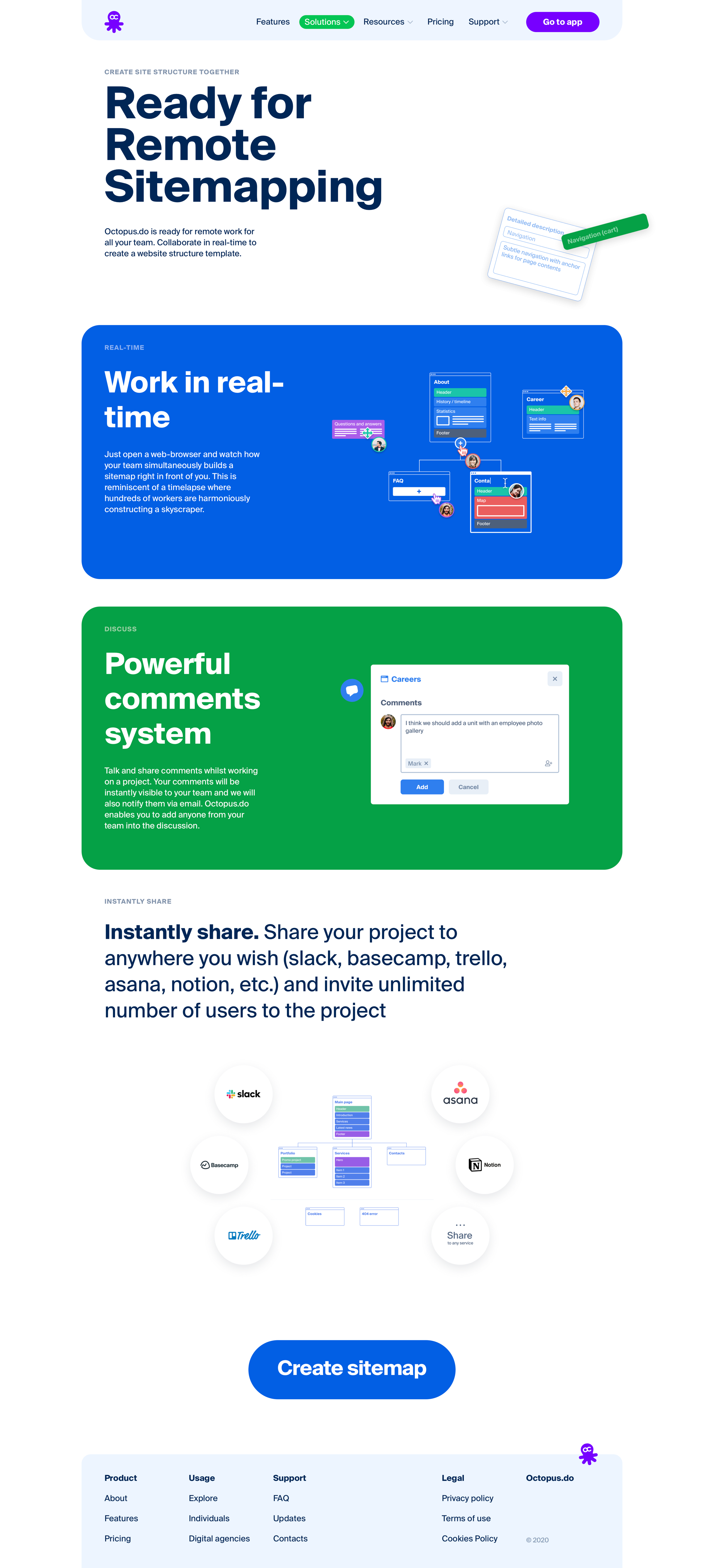 Octopus - Ready for Remote Sitemapping for all your team — Octopus.do screen