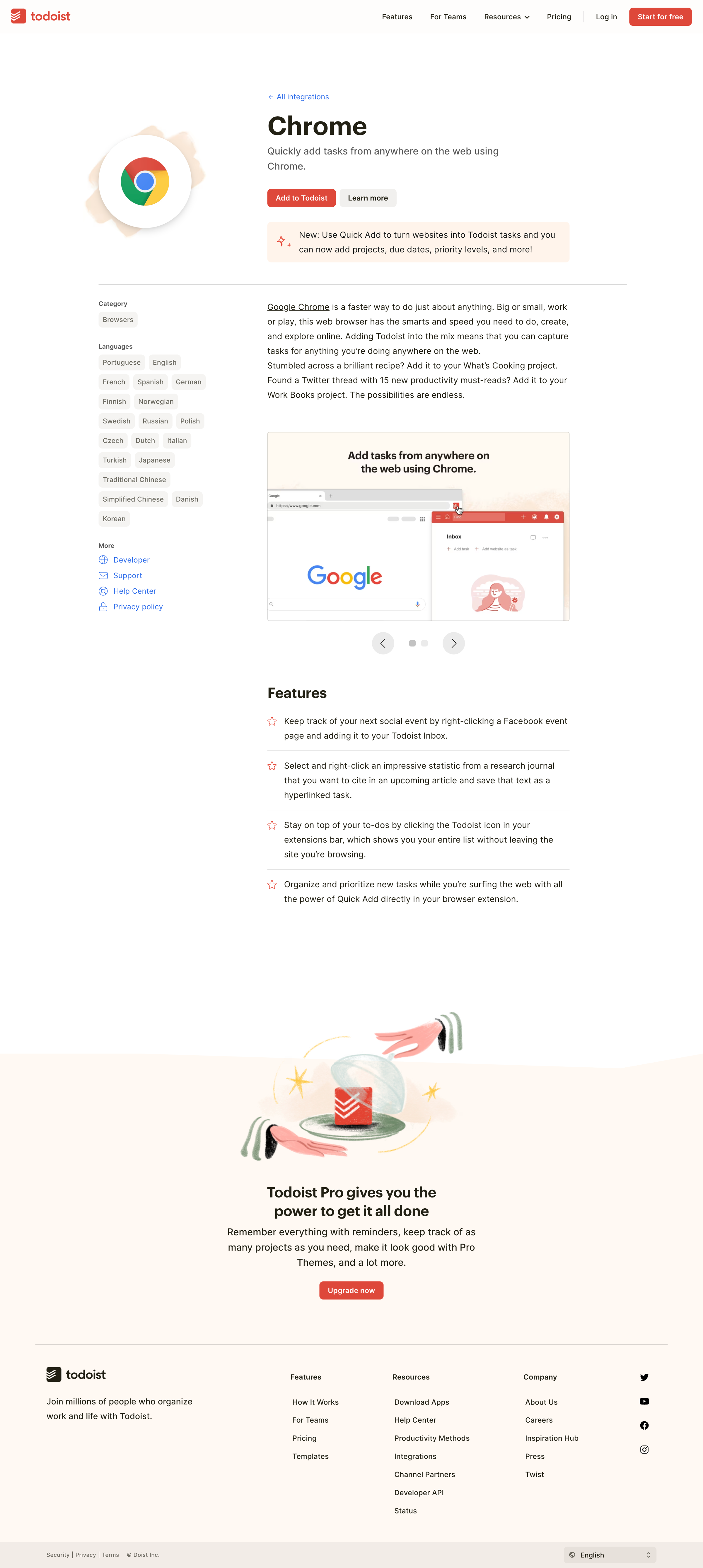 Todoist - Chrome | Todoist screen