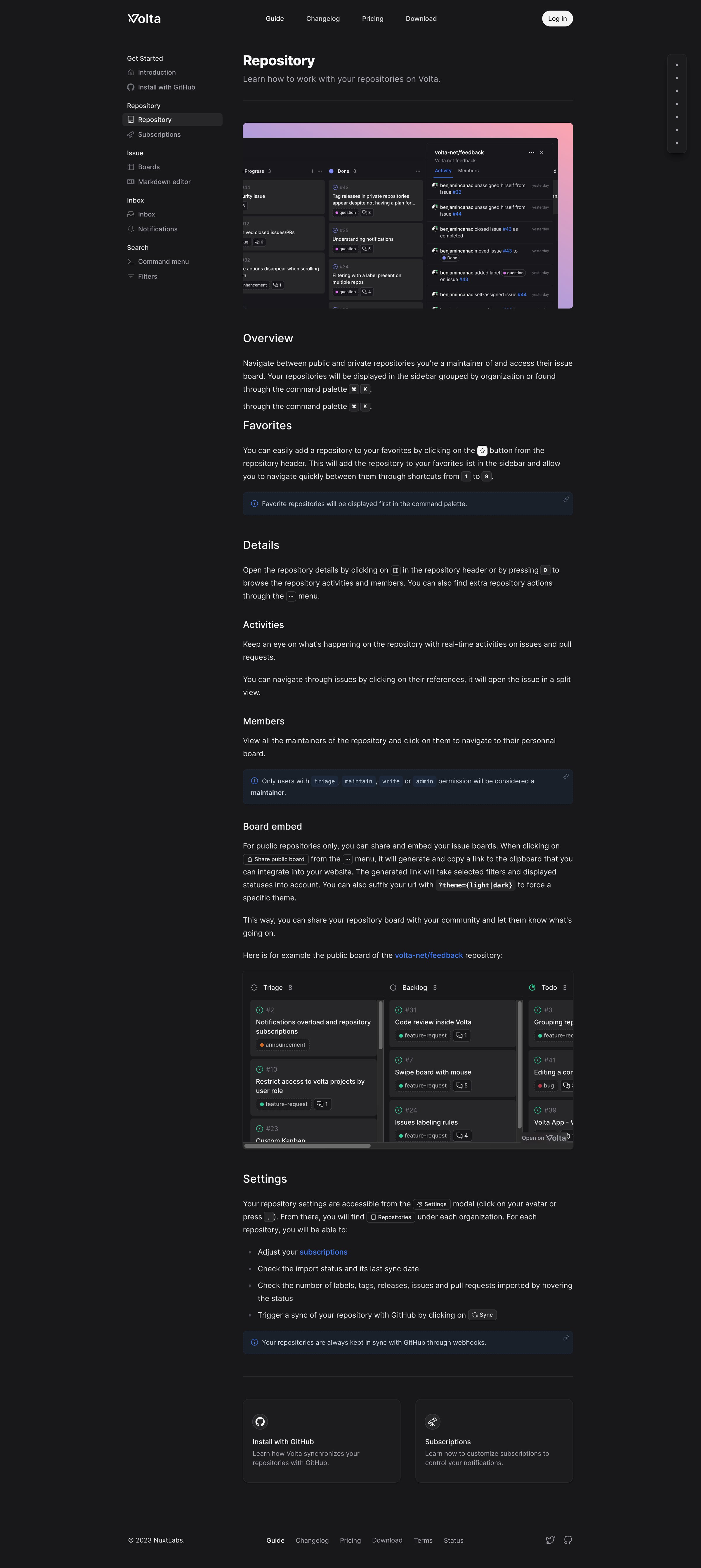 Volta - Repository · Volta screen