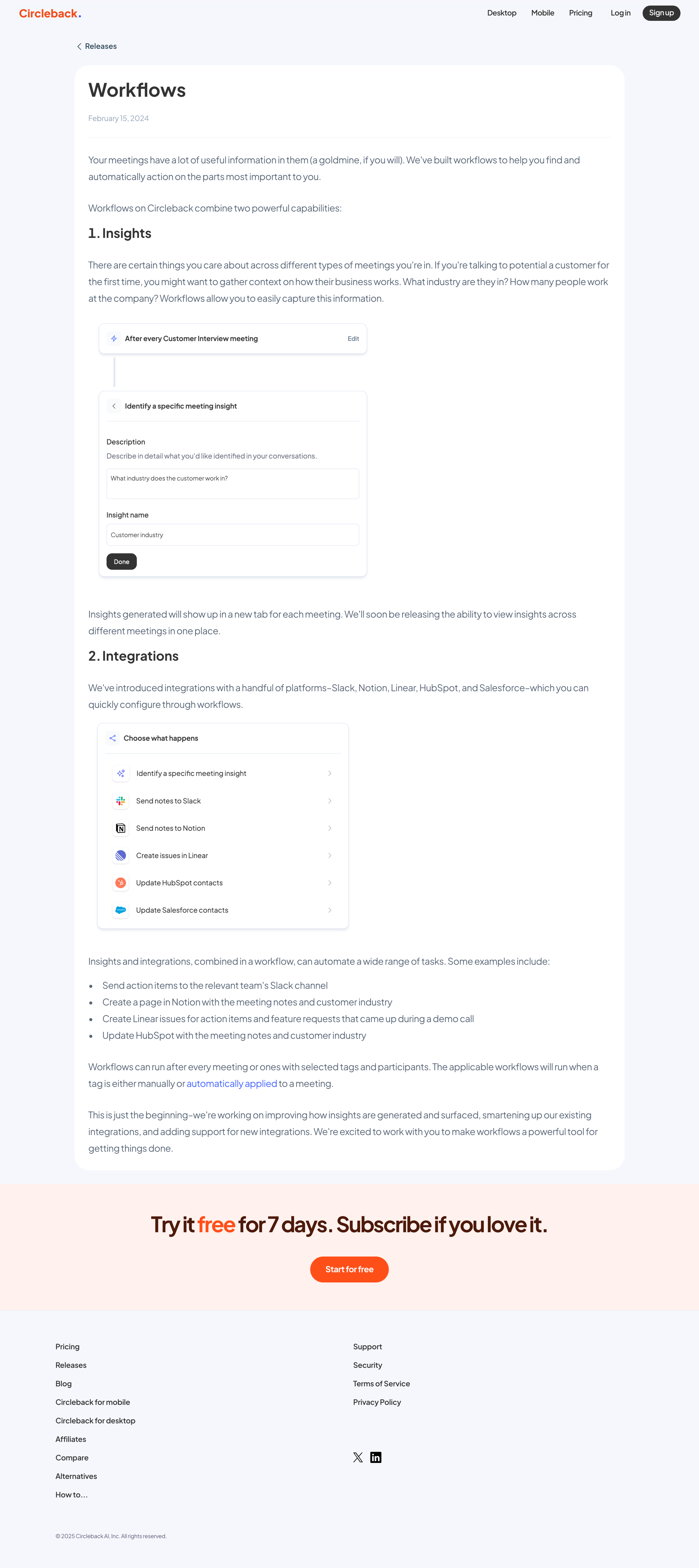 Circleback - Workflows - Circleback screen