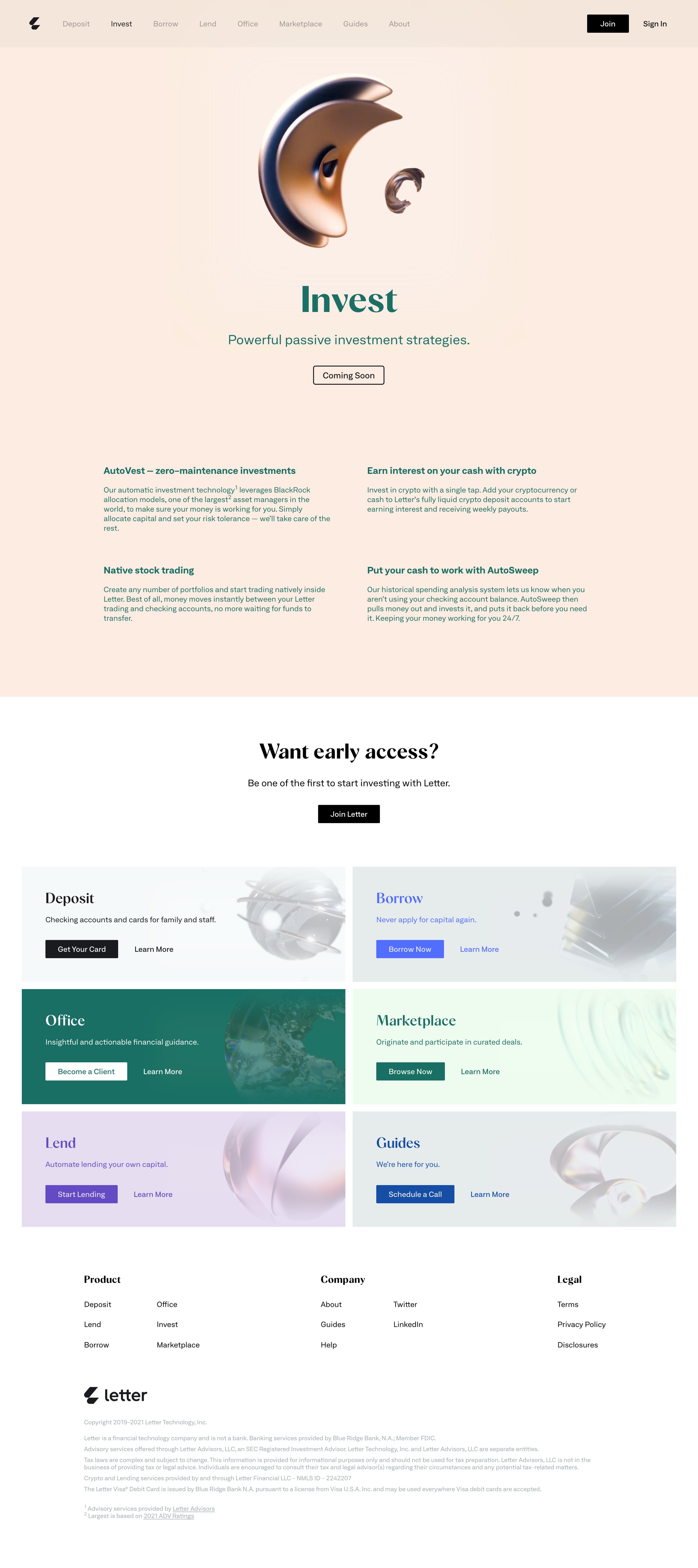 Letter - Invest screen
