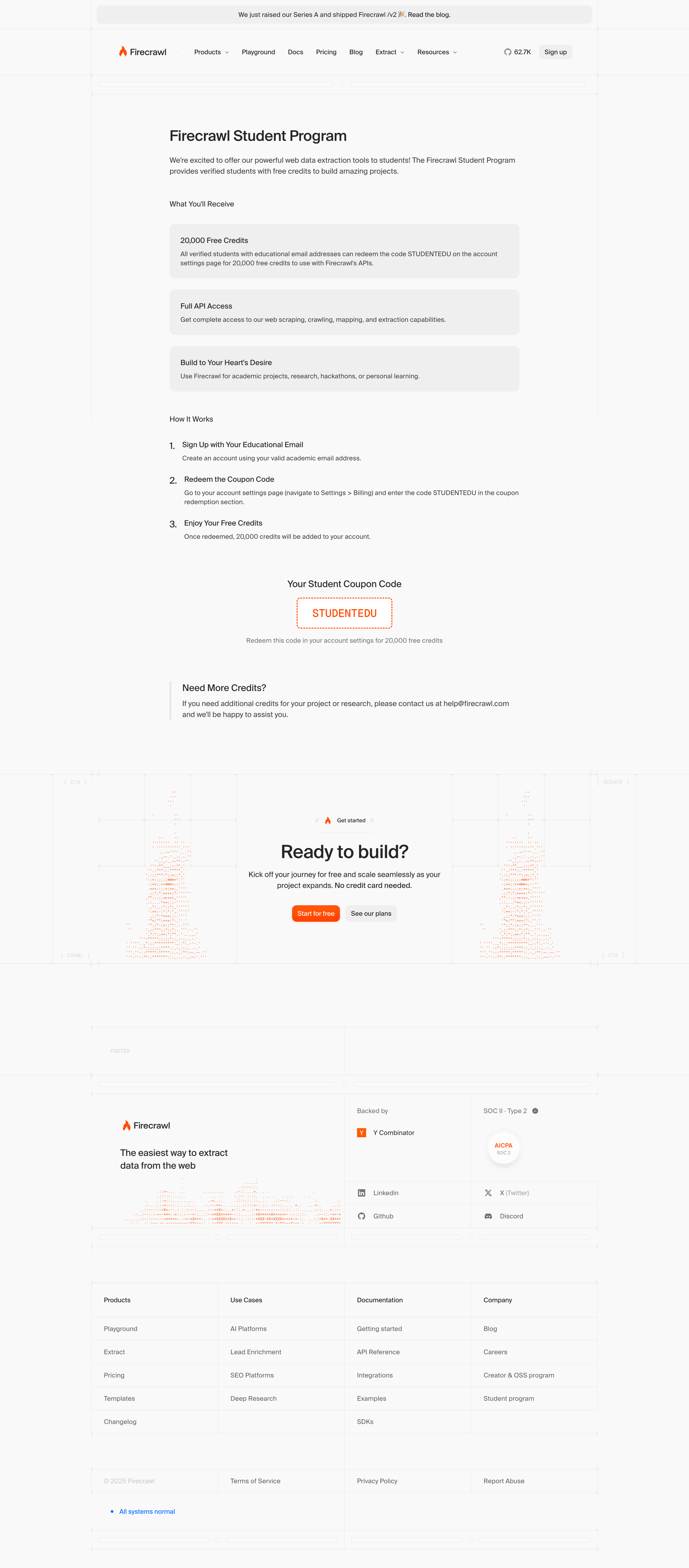 Firecrawl - Student Program Firecrawl screen
