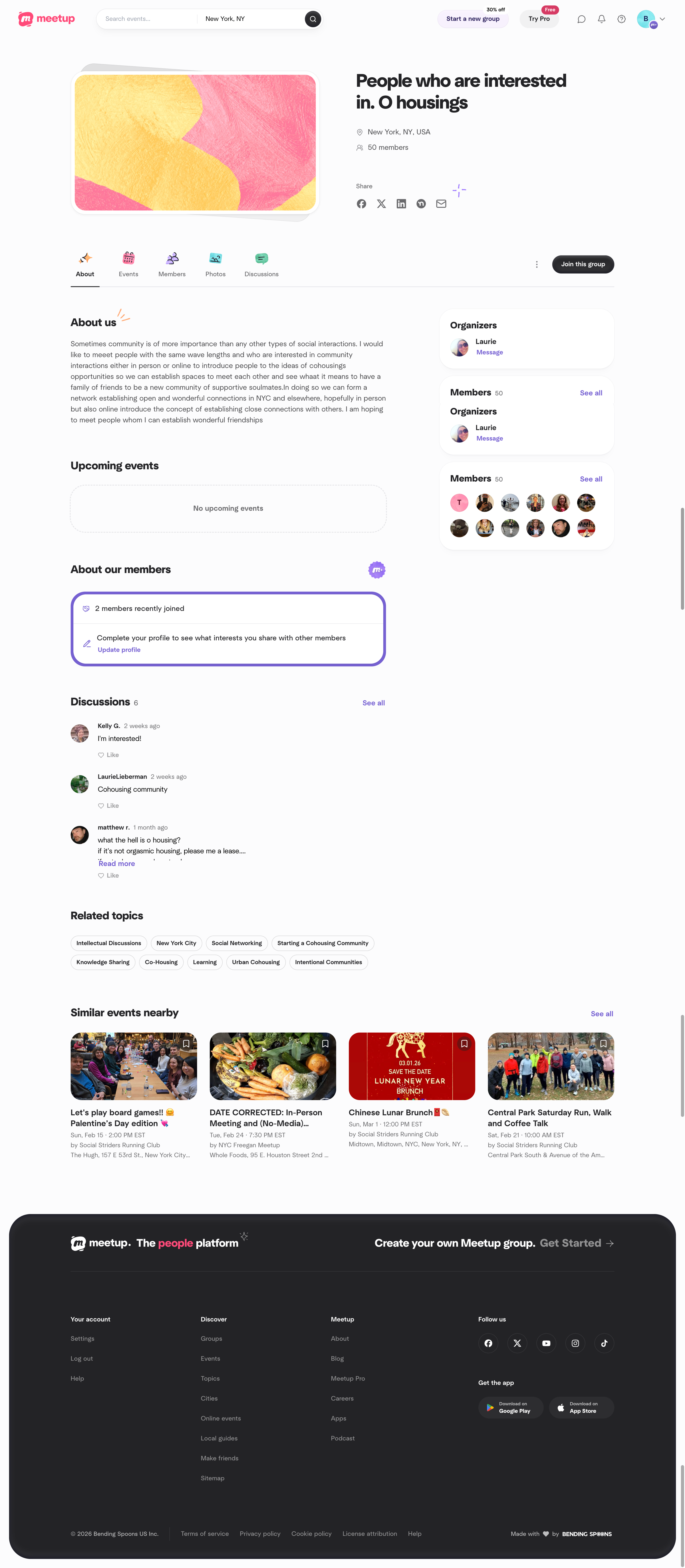 Meetup - People who are interested in. O housings | Meetup screen
