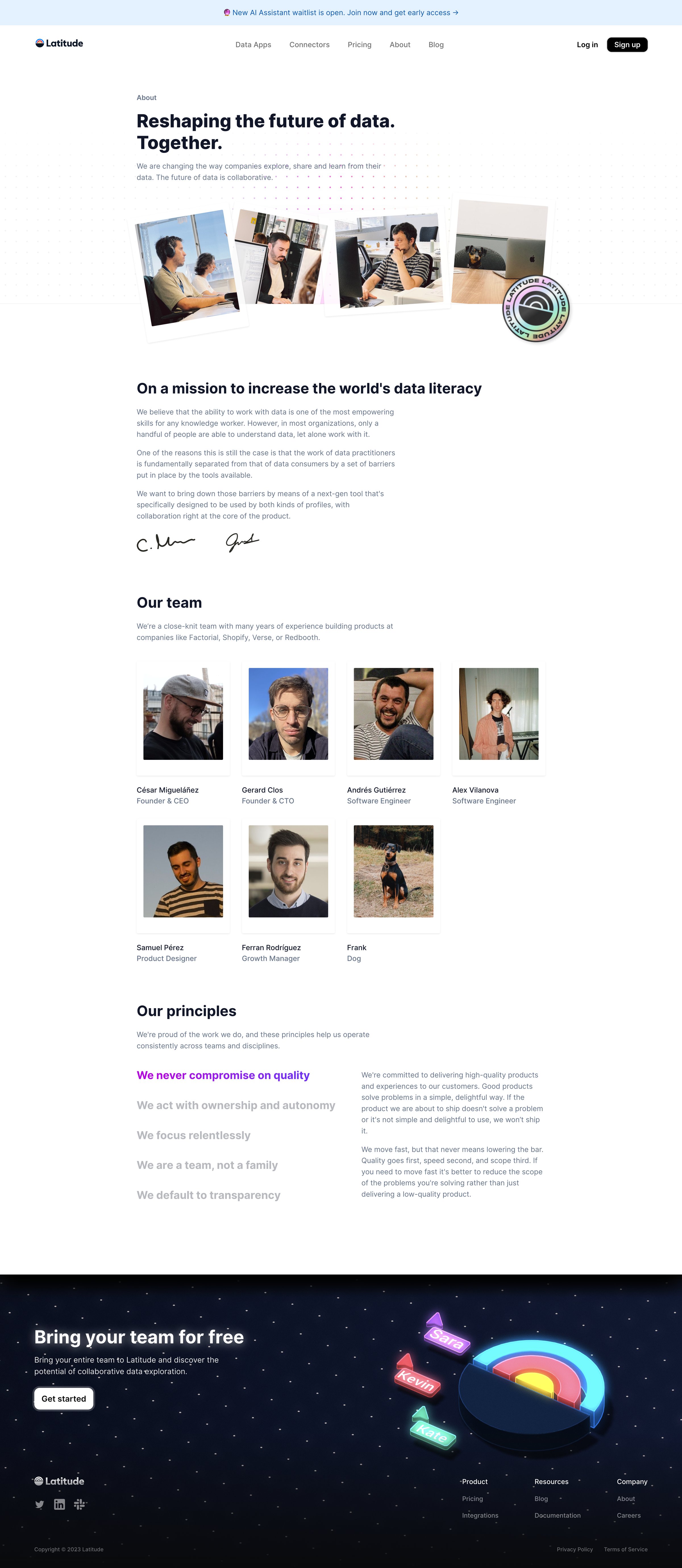 Latitude - Latitude — Explore your data. Collaboratively. screen