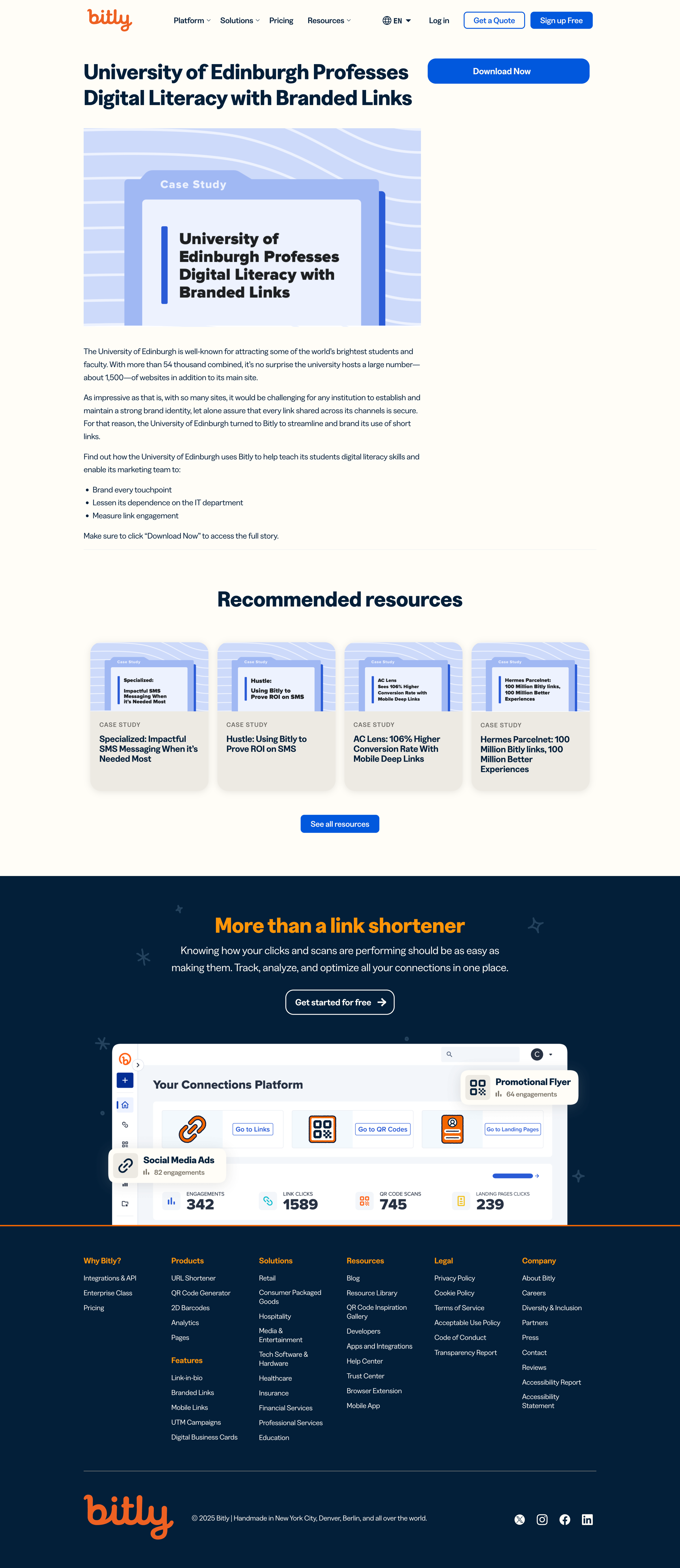 Bitly - University of Edinburgh Professes Digital Literacy with Branded Links screen