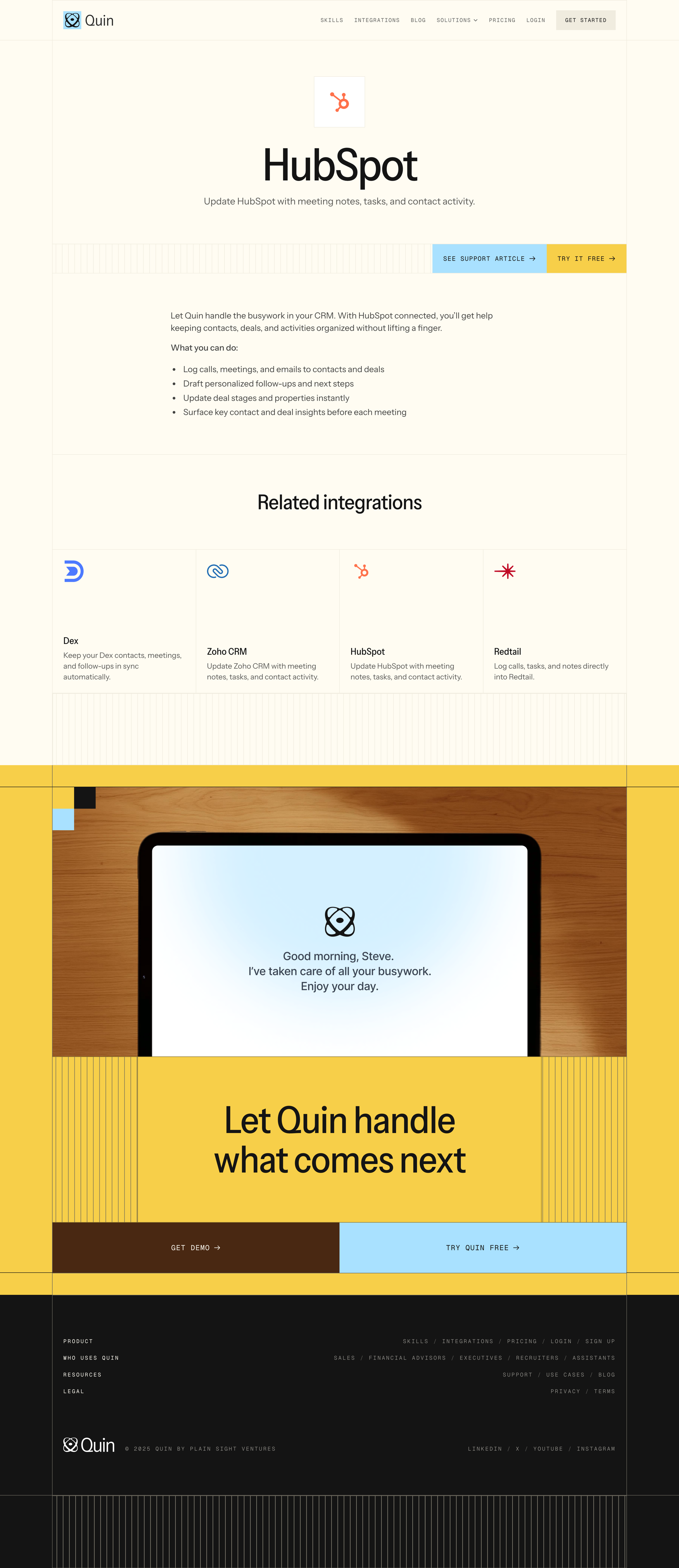Quin - HubSpot screen