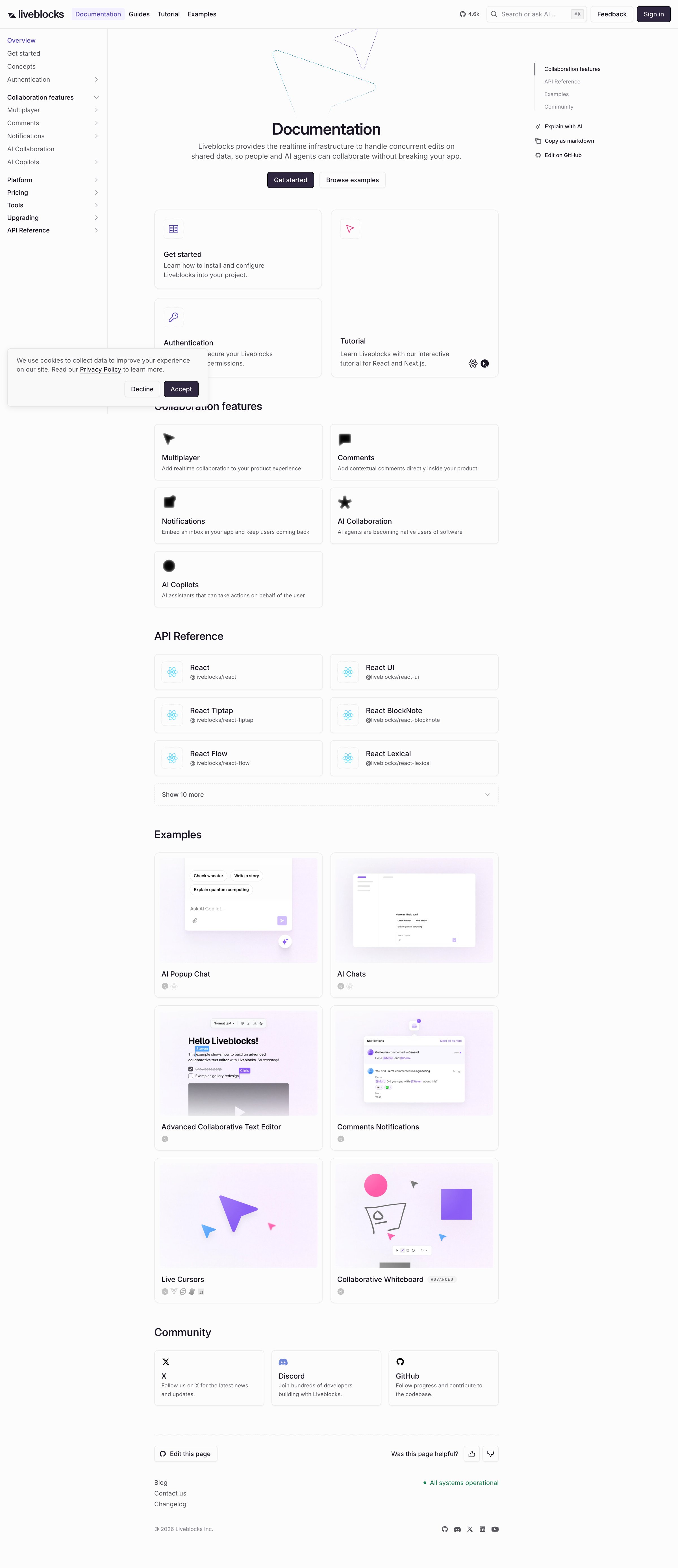 Liveblocks - Documentation Liveblocks screen