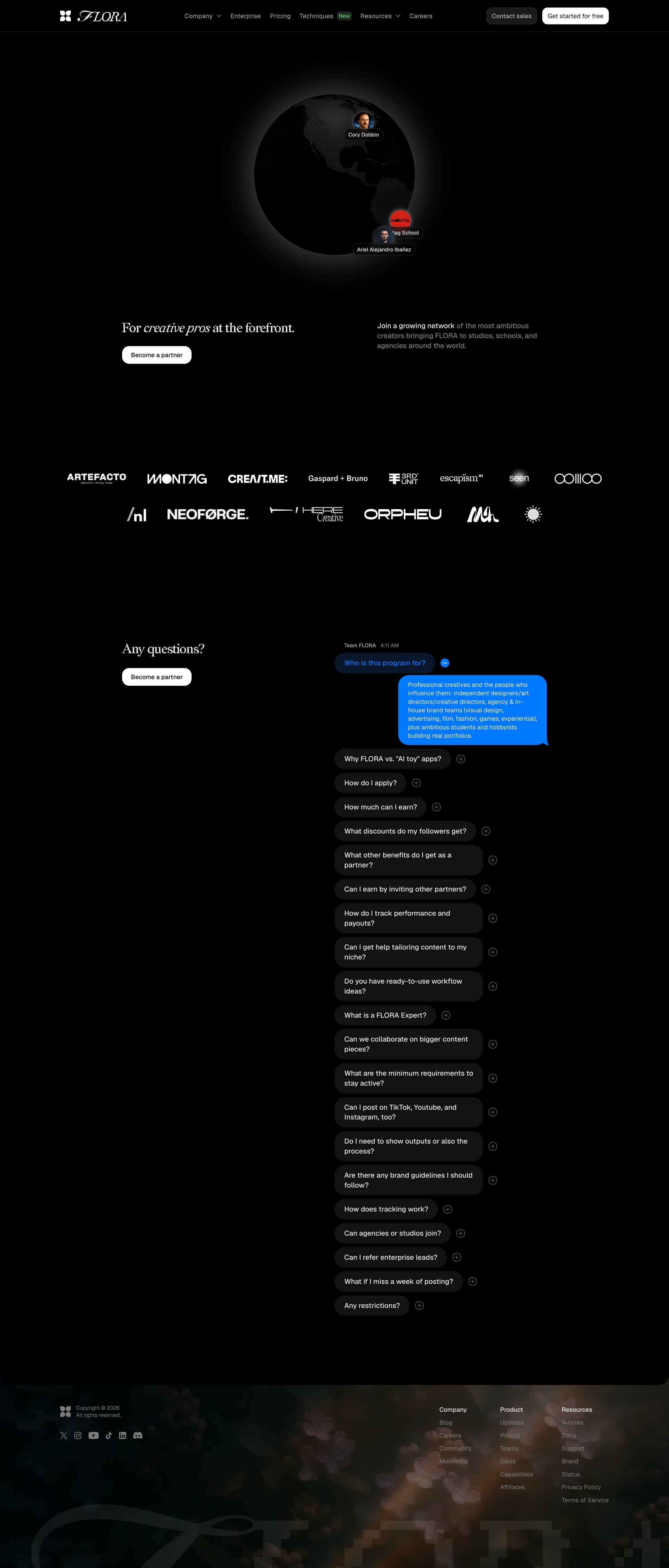 Flora - FLORA Partners — Partner & Earn with Creative AI screen