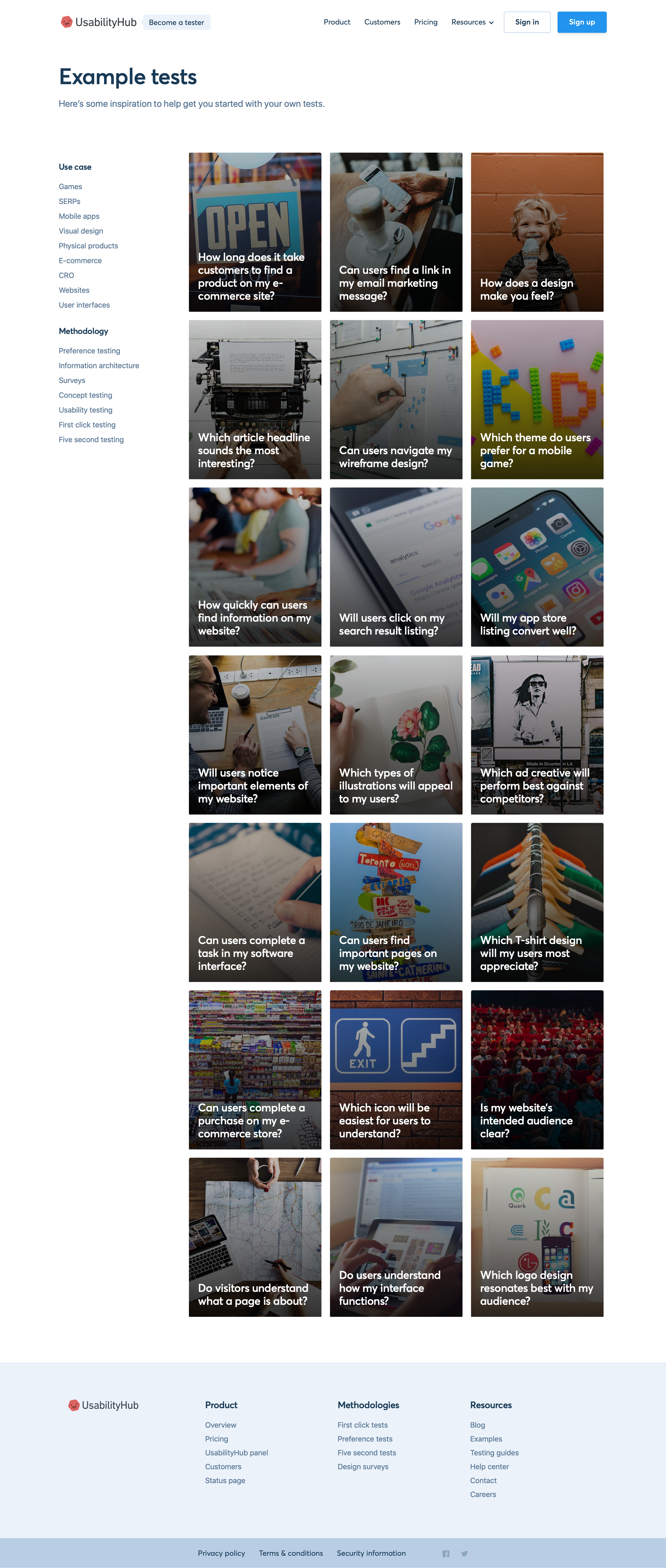 UsabilityHub - Templates screen