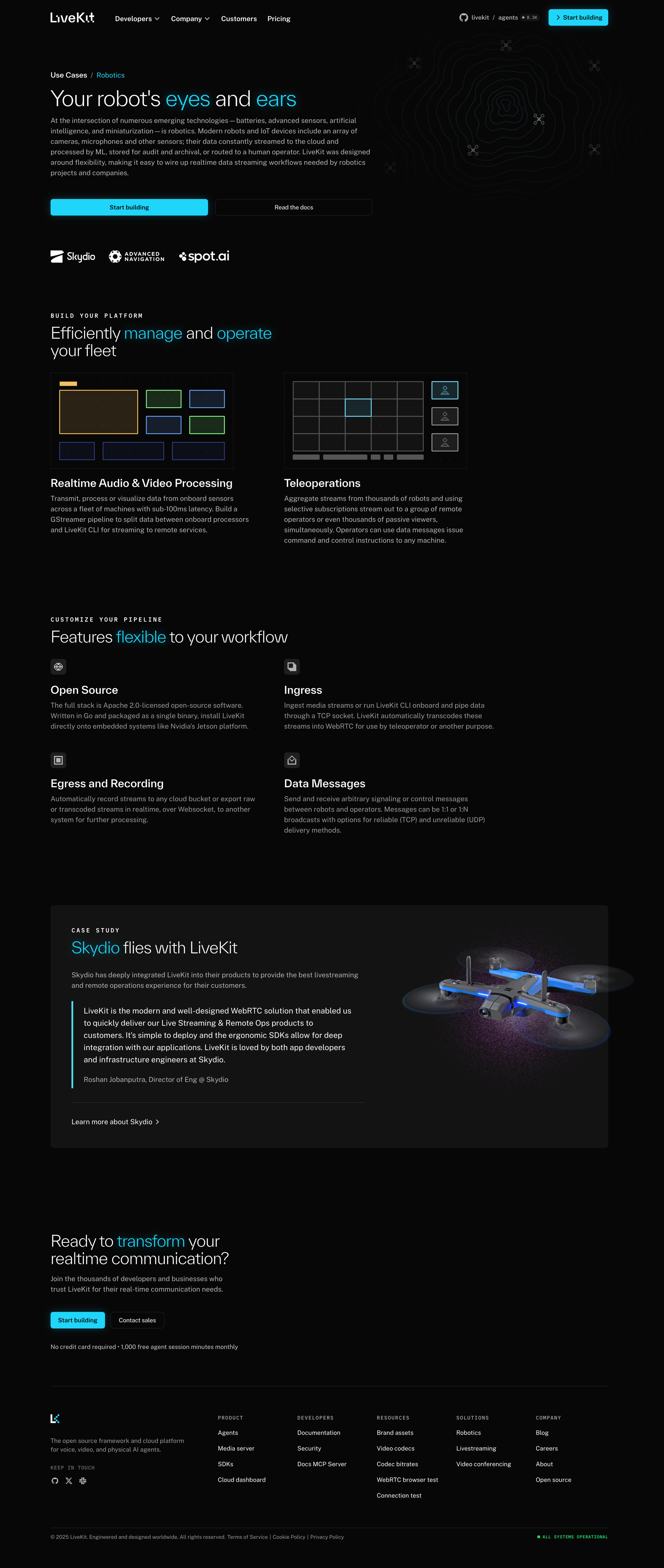Livekit - Use Case Robotics LiveKit screen