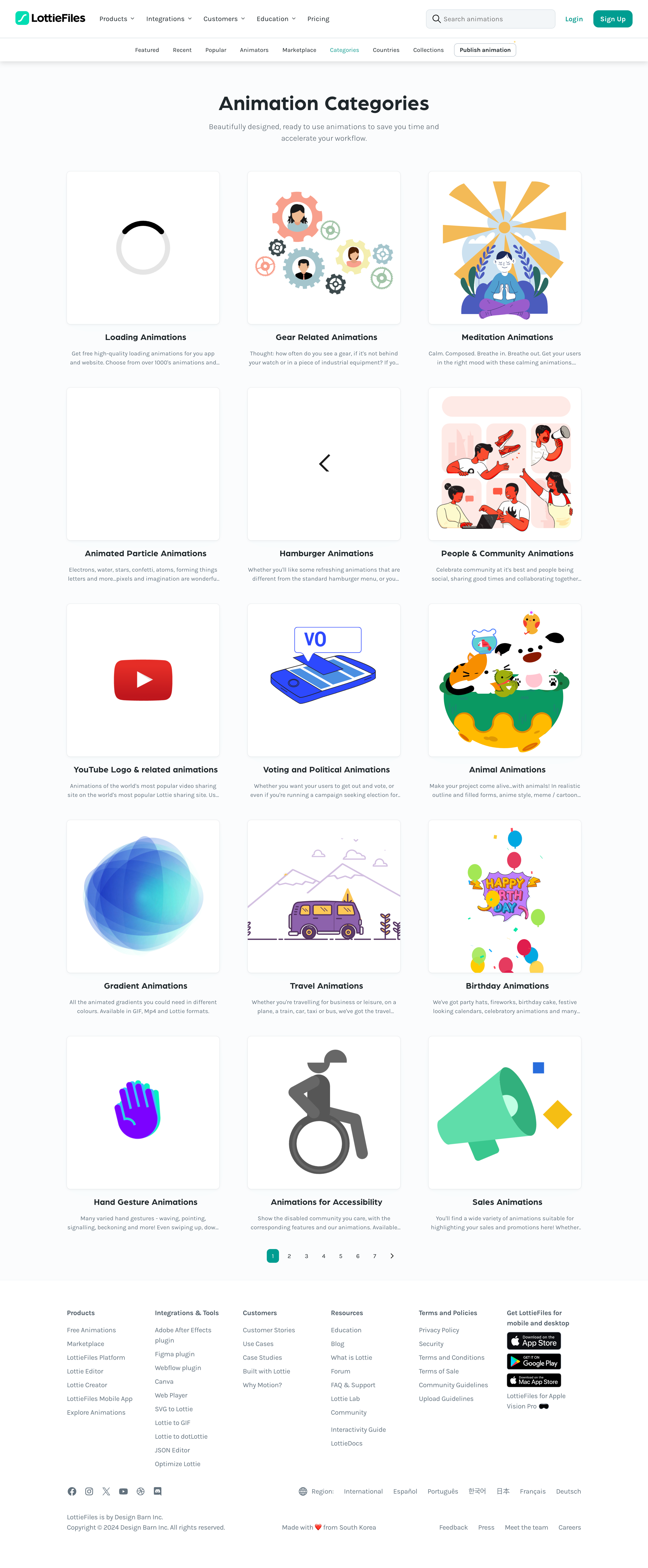 Lottie - Free Animation Categories - Lottiefiles screen
