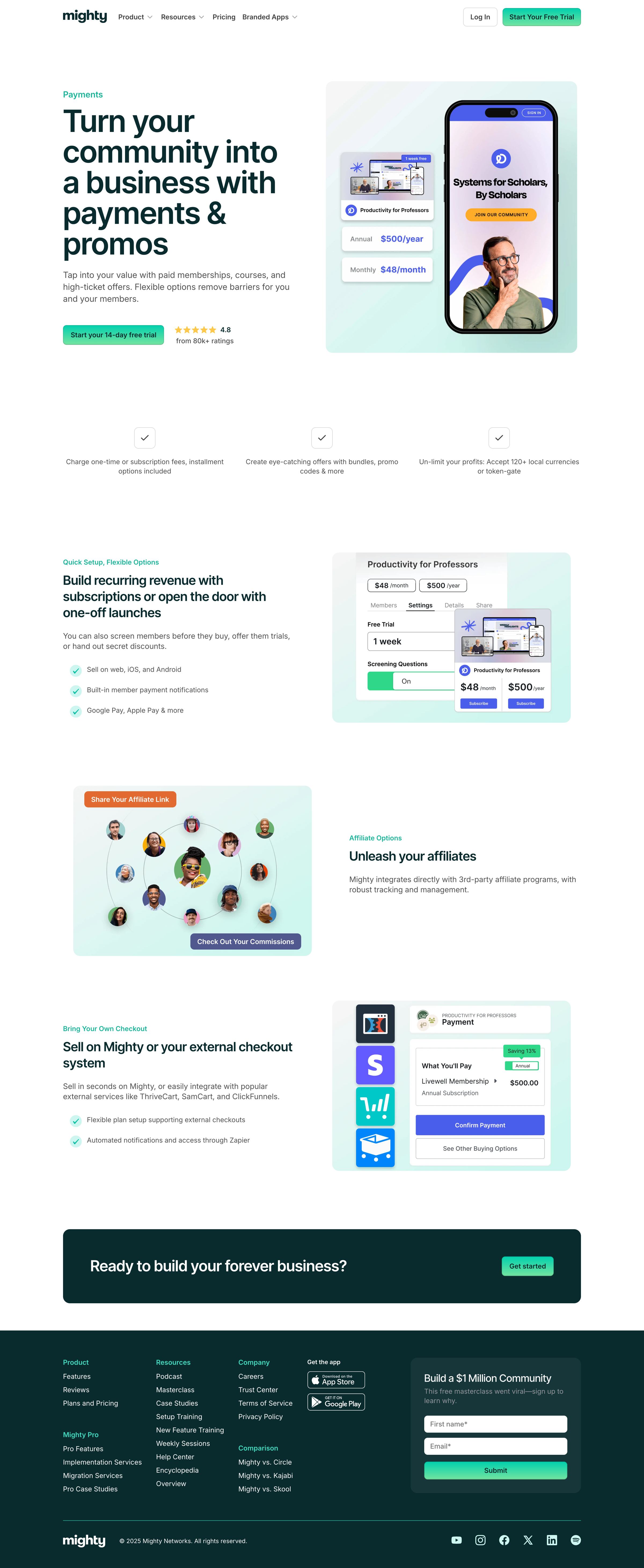 Mighty - Payments Mighty Networks screen