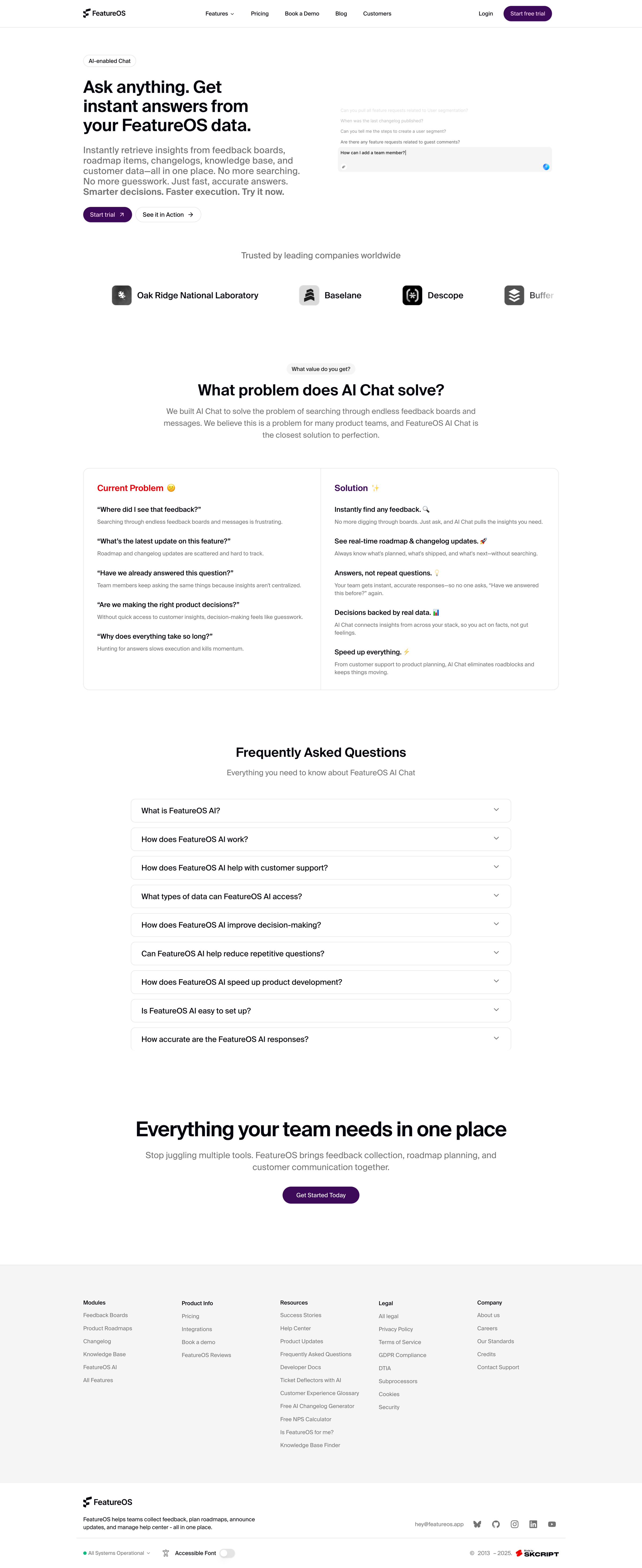 FeatureOS - AI-powered Chat built for product teams - FeatureOS screen