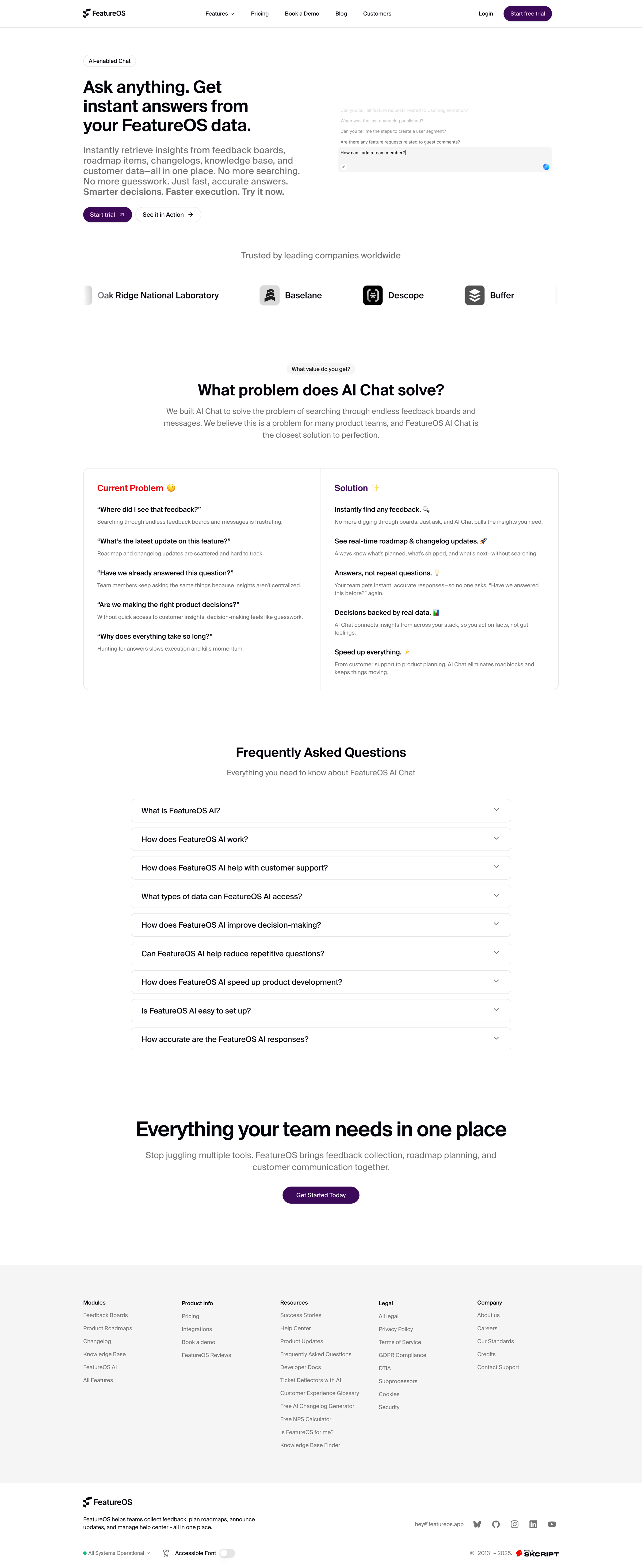 FeatureOS - AI-powered Chat built for product teams - FeatureOS screen