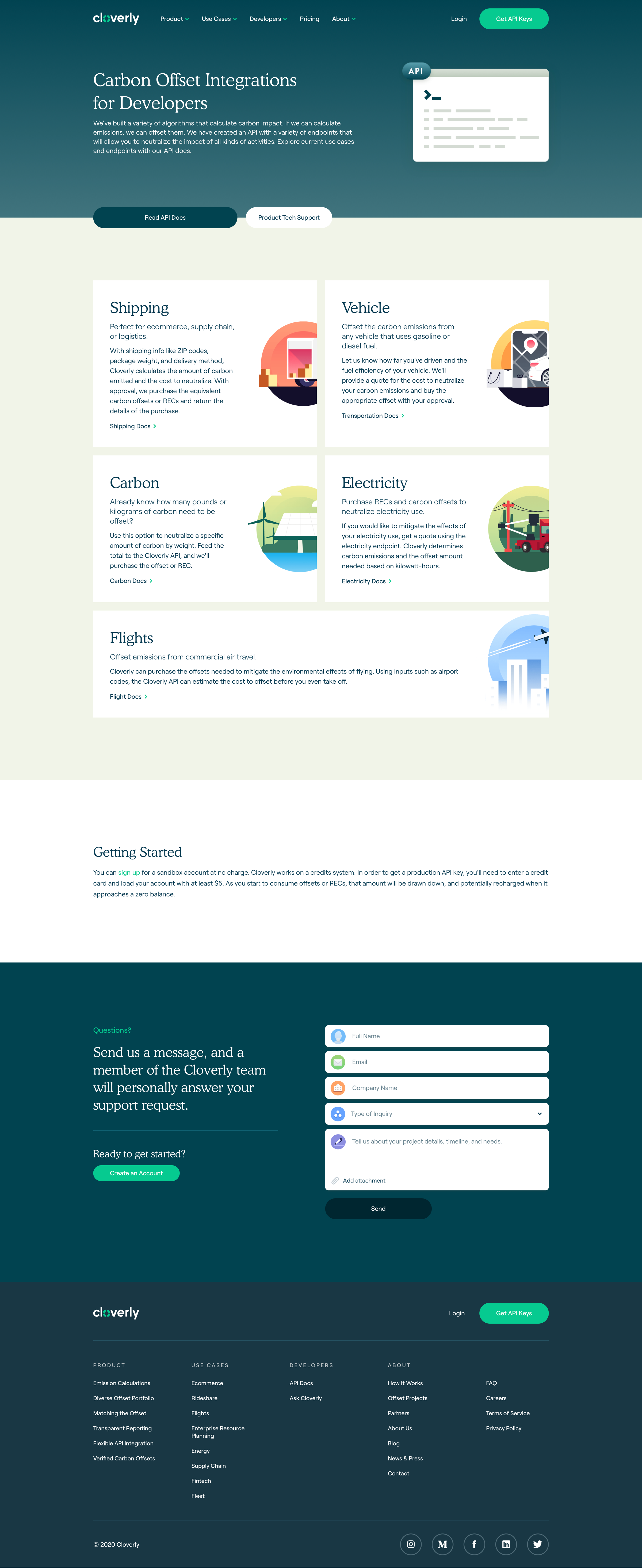 Cloverly - Carbon Offsets API Integration | Cloverly screen