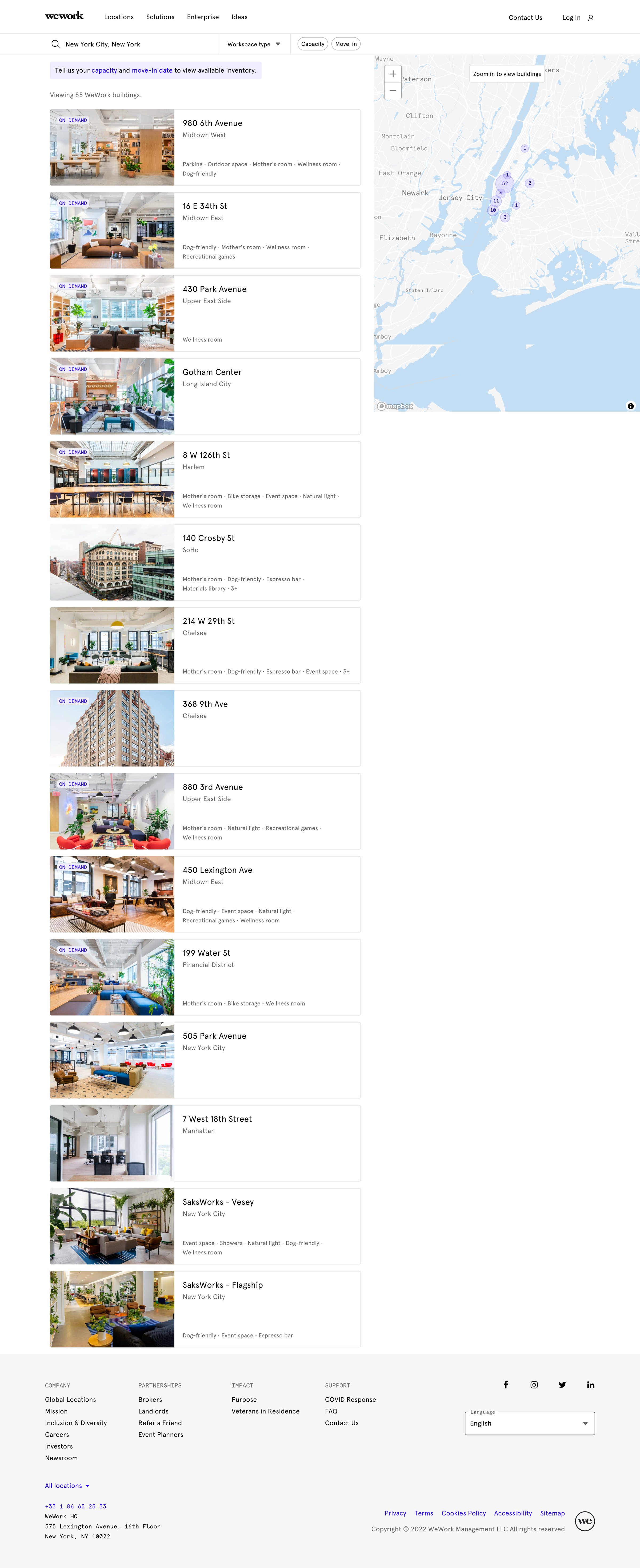 WeWork - WeWork Coworking | Office Space Locations screen