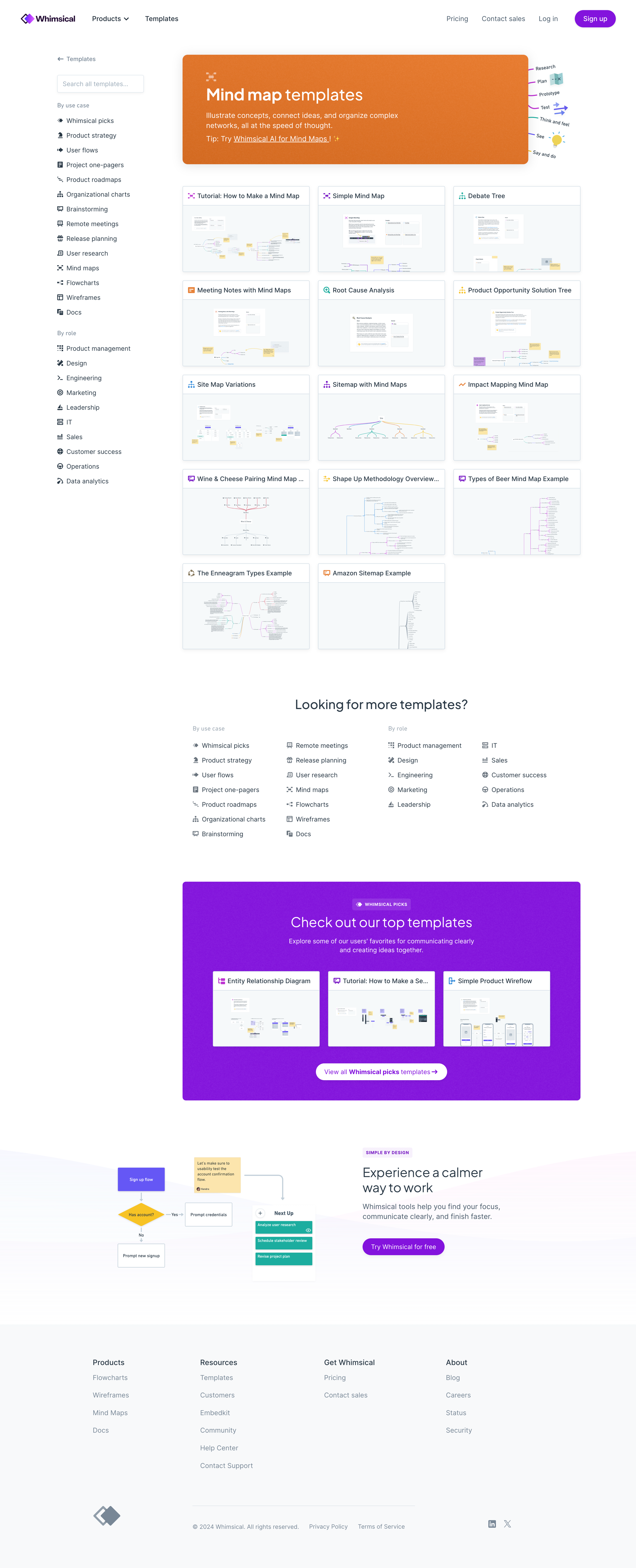 Whimsical - Mind maps | Whimsical templates screen