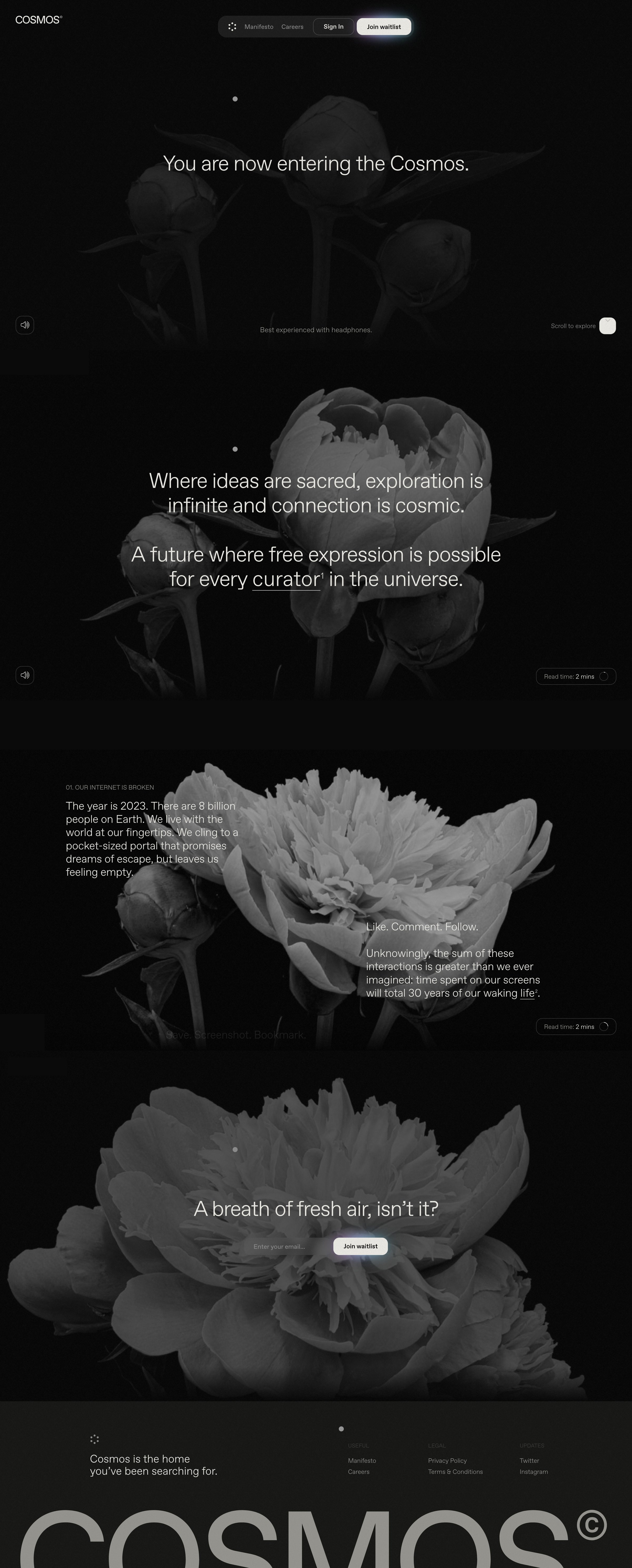 Cosmos - Manifesto — Cosmos screen