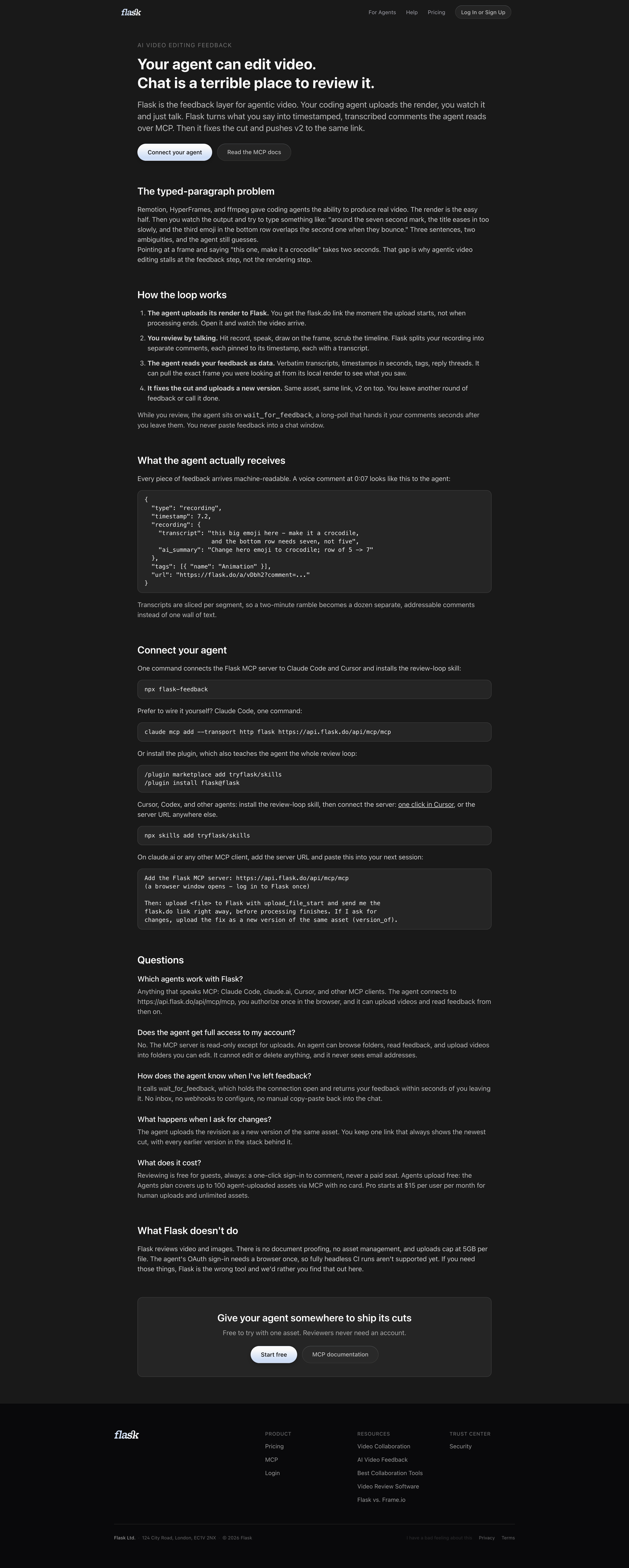 Flask - Video Feedback MCP Server: Human Review for AI Agents | Flask screen