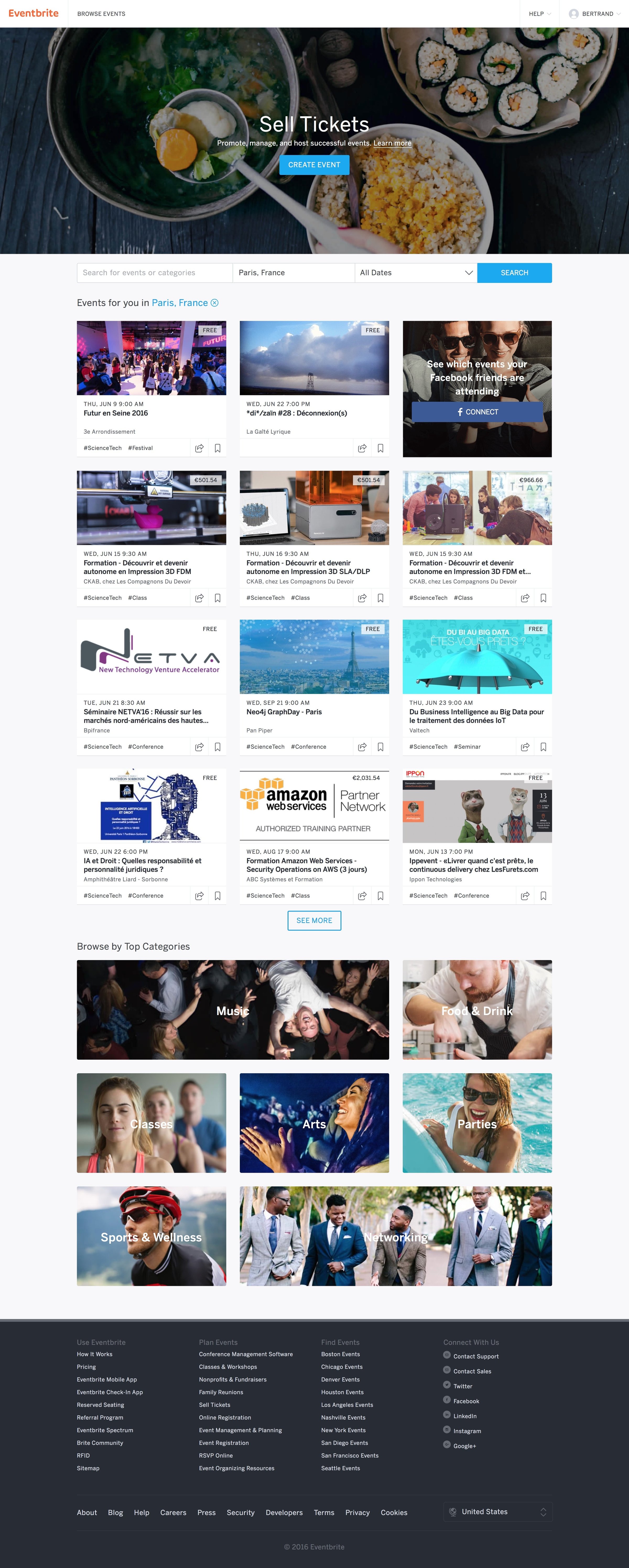 Eventbrite - Home screen
