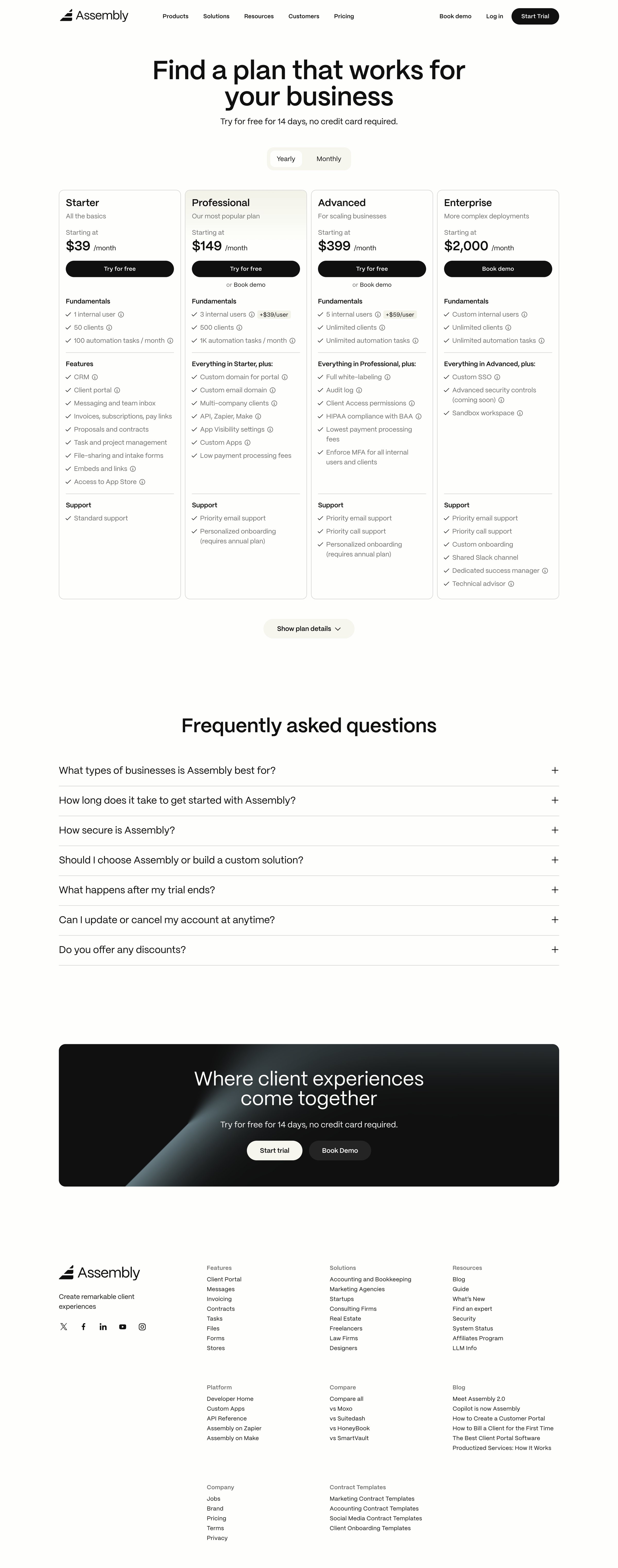 Assembly AI App Builder - Assembly Pricing Explore our Plans screen